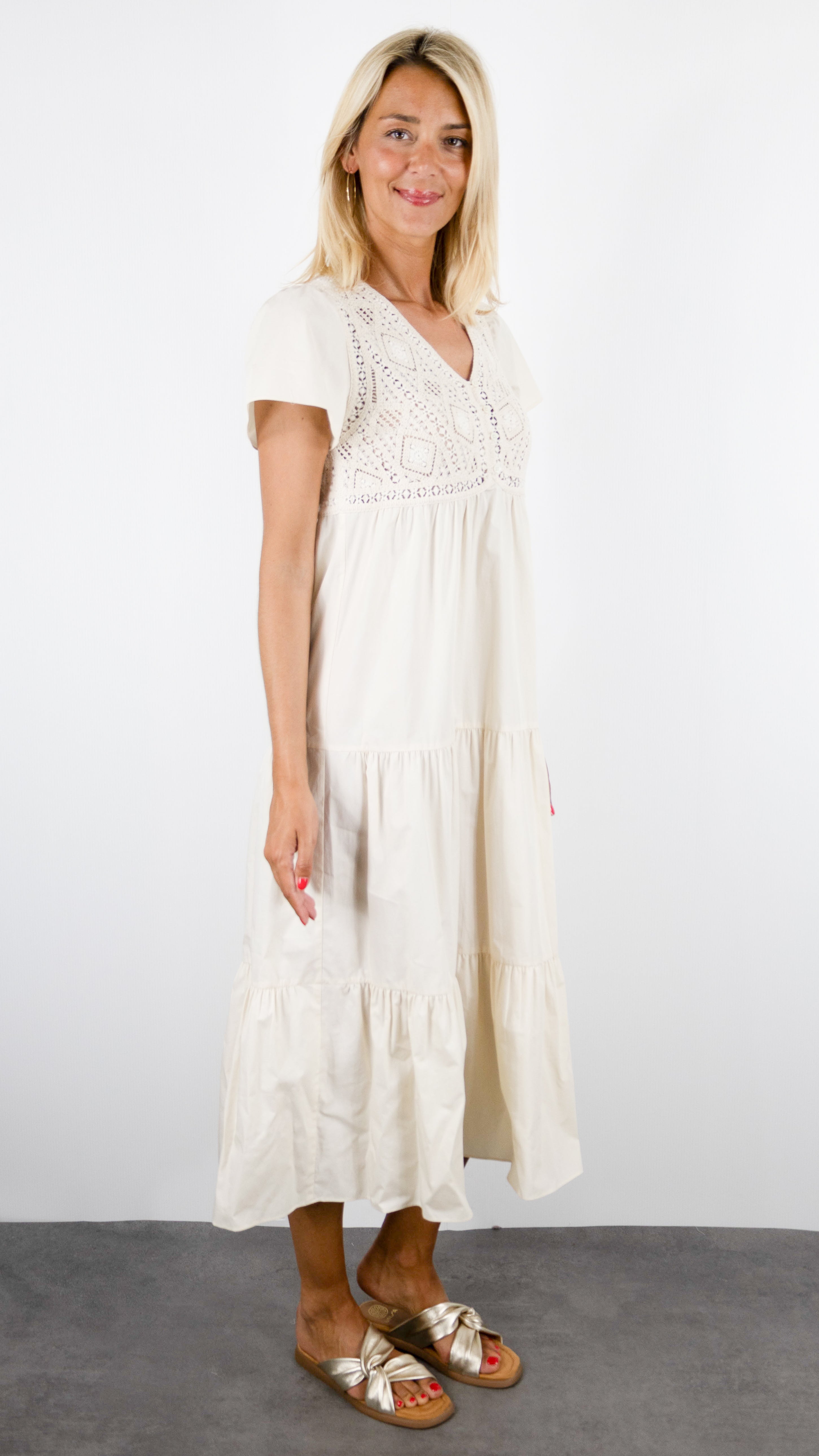 ROBE MIDI EN COTON BA&SH SANDY ECRU