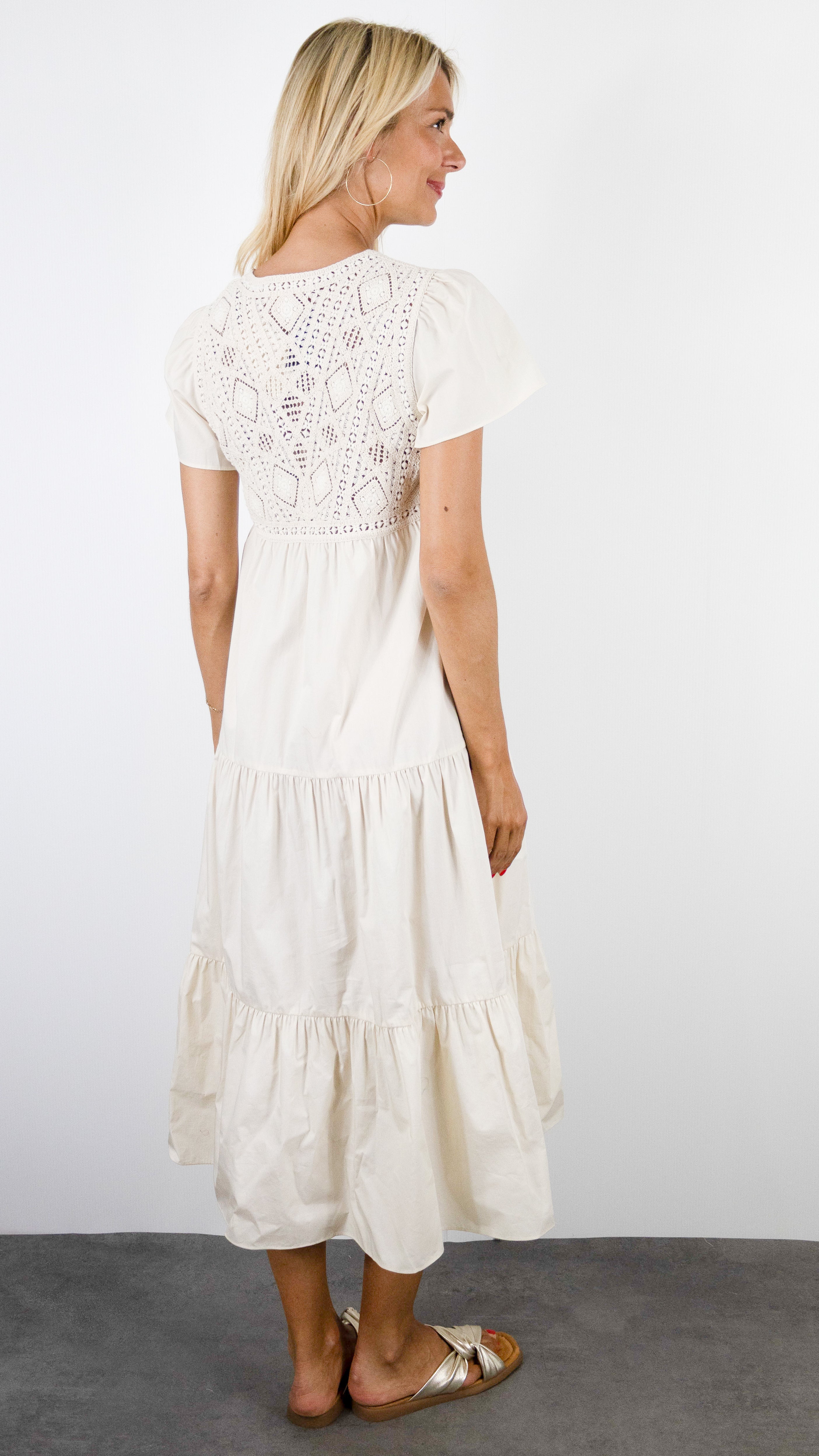 ROBE MIDI EN COTON BA&SH SANDY ECRU