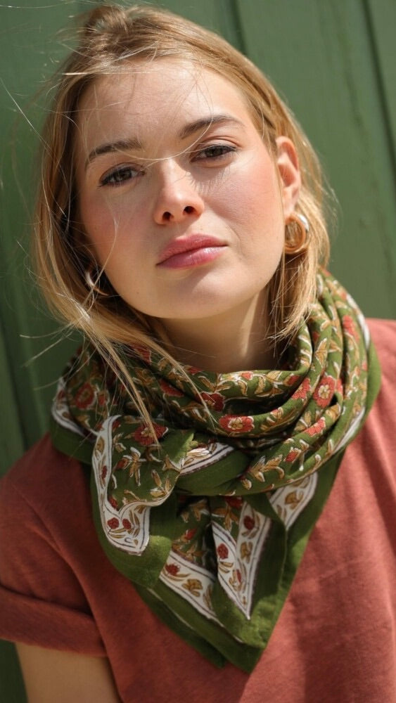 FOULARD IMPRIME FLEURI EN COTON BELLEMME SCARLETT#COLOR_MOUSSE