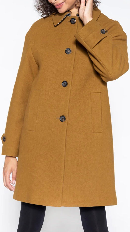 MANTEAU EN DRAP DE LAINE CERNAY TRENCH AND COAT CAMEL