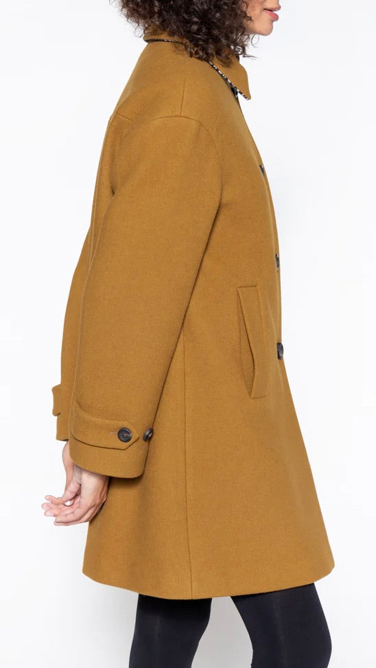 MANTEAU EN DRAP DE LAINE CERNAY TRENCH AND COAT CAMEL