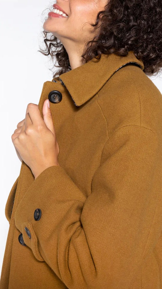 MANTEAU EN DRAP DE LAINE CERNAY TRENCH AND COAT CAMEL