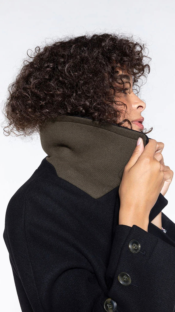 MANTEAU EN DRAP DE LAINE LARROQUE TRENCH AND COAT NOIR