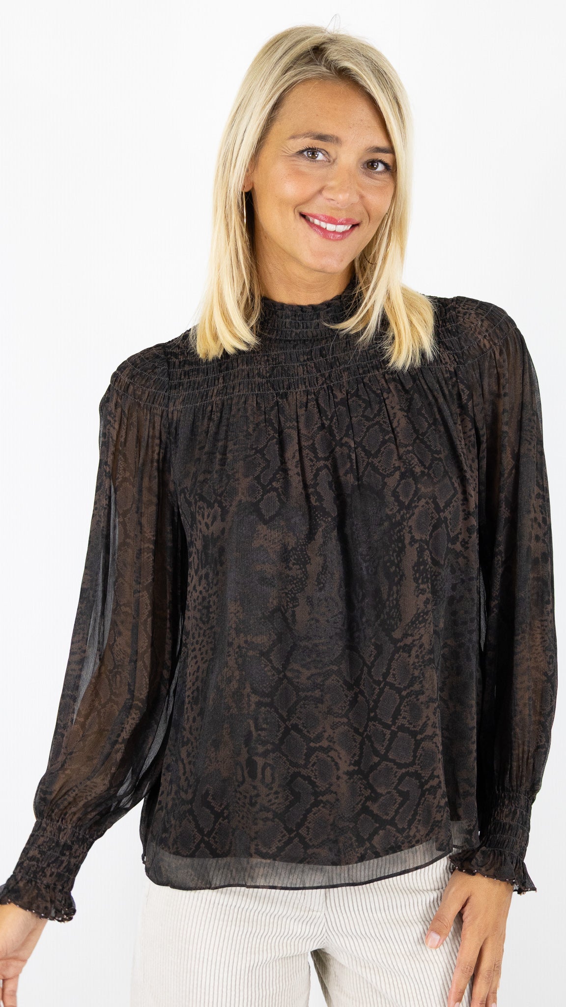 BLOUSE FLUIDE REPTILE MARRON BA&SH SHAMY