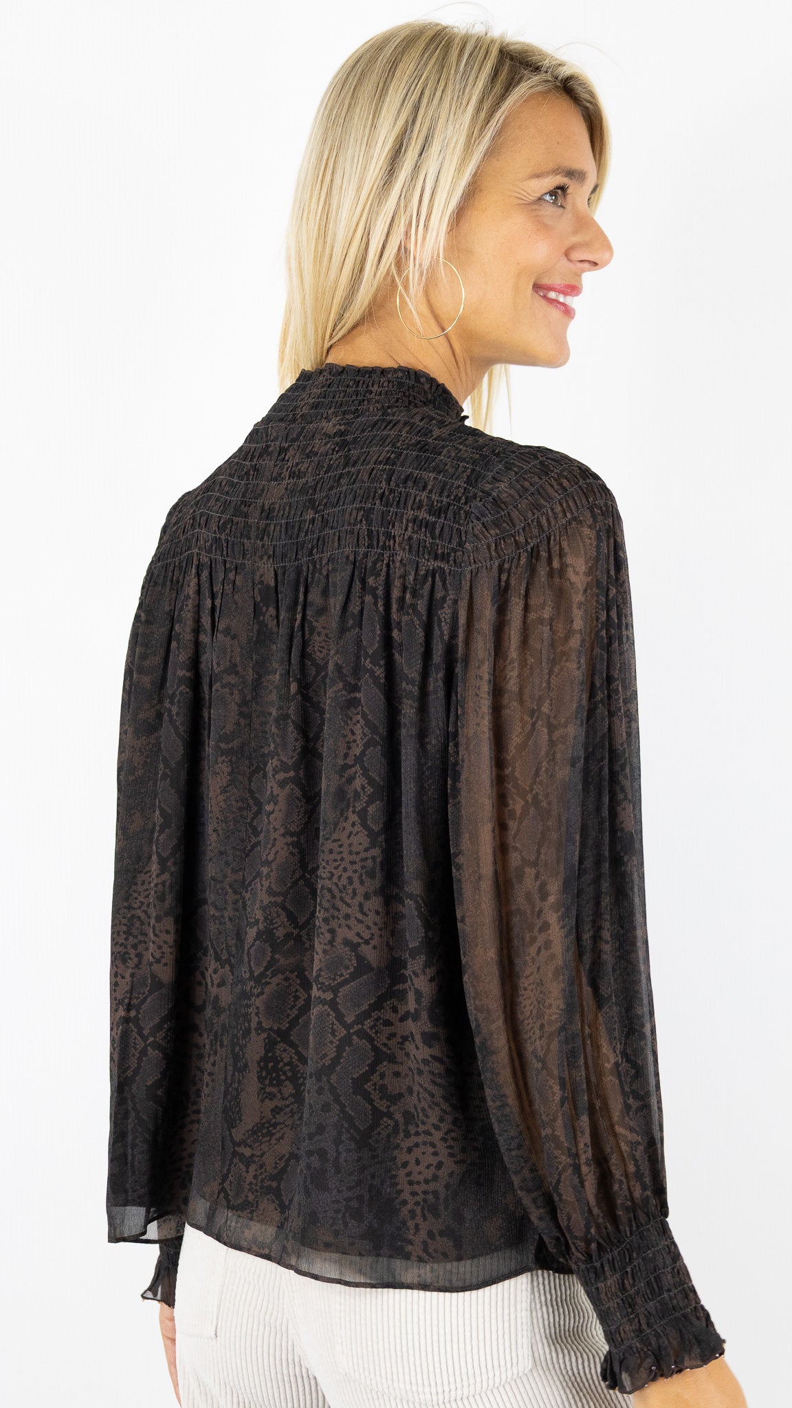 BLOUSE FLUIDE REPTILE MARRON BA&SH SHAMY