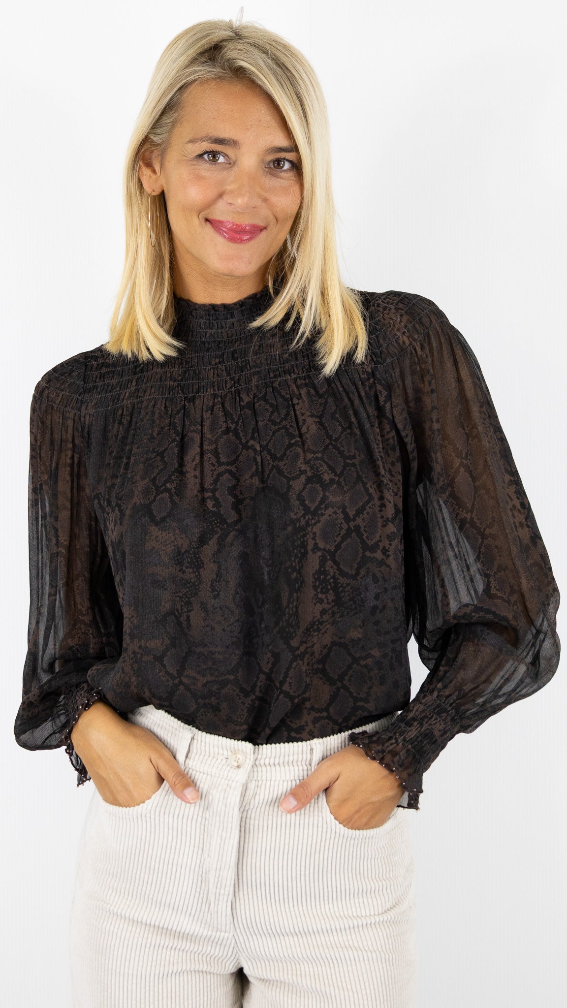 BLOUSE FLUIDE REPTILE MARRON BA&SH SHAMY