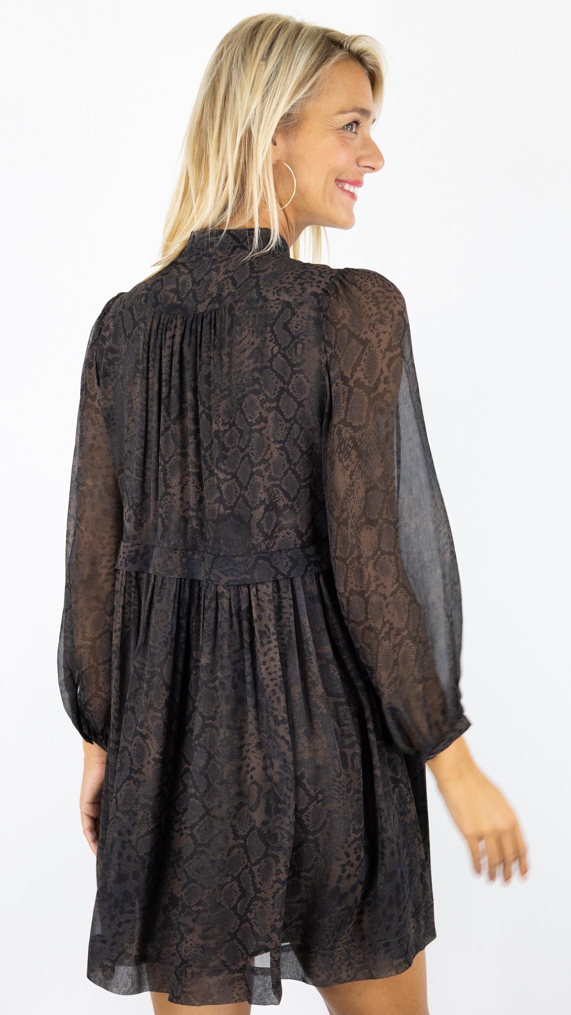 ROBE COL MONTANT IMPRIME REPTILE MARRON BA&SH SIMBA