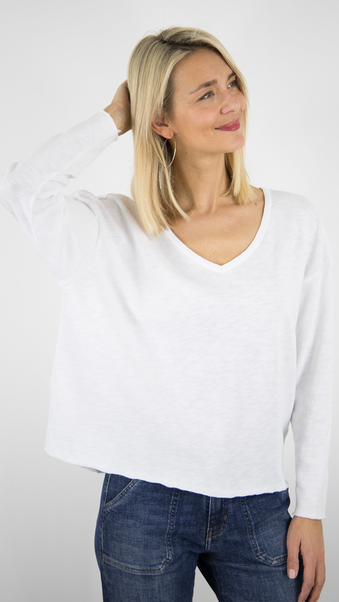 TEE-SHIRT V AMPLE POUR FEMME AMERICAN VINTAGE SONOMA#COLOR_BLANC