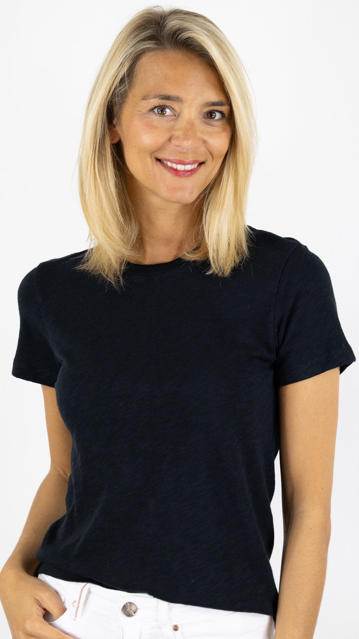 TEE-SHIRT COL ROND EN COTON AMERICAN VINTAGE SONOMA#COLOR_NOIR