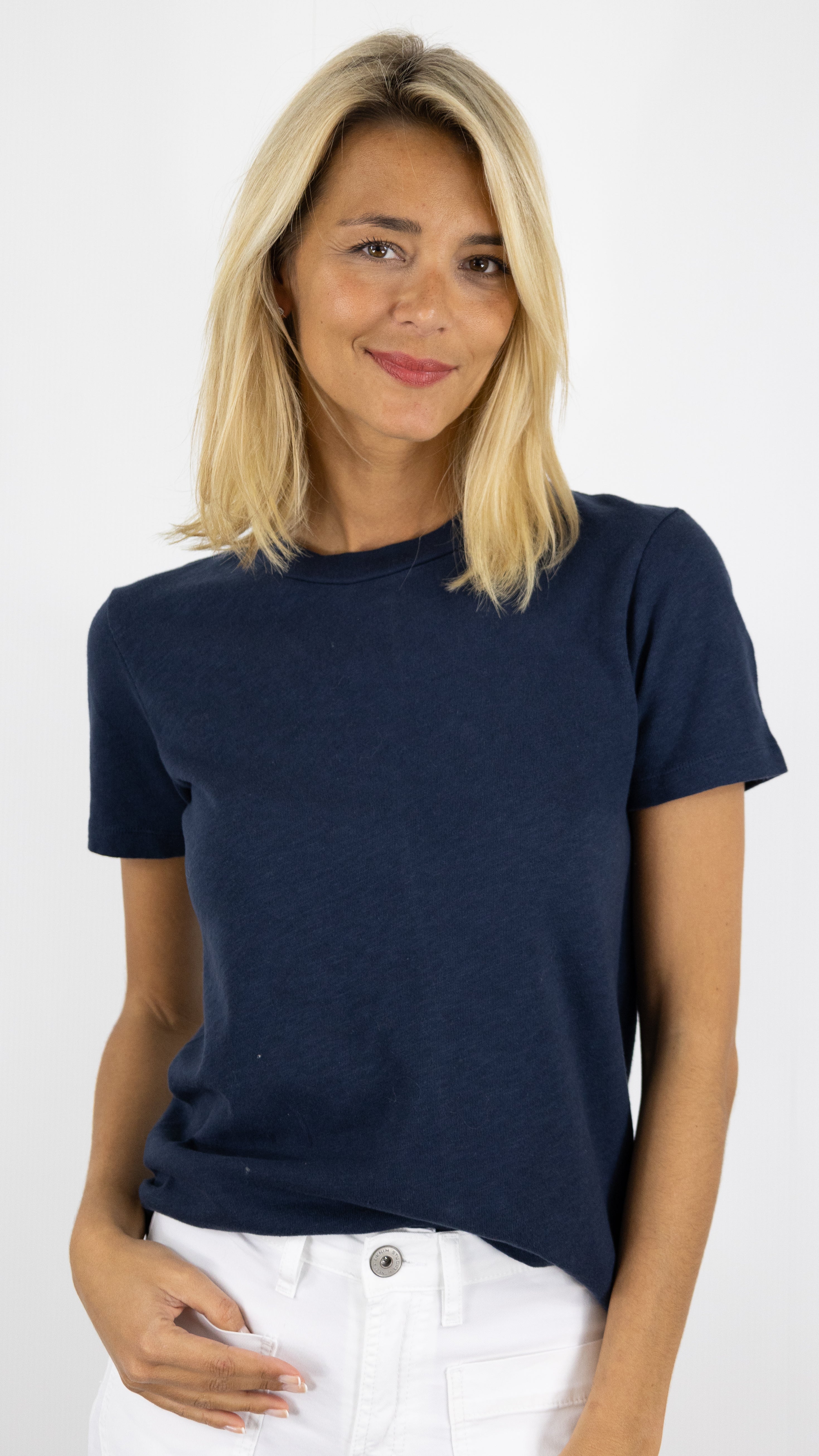 TEE-SHIRT COL ROND EN COTON AMERICAN VINTAGE SONOMA#COLOR_NAVY