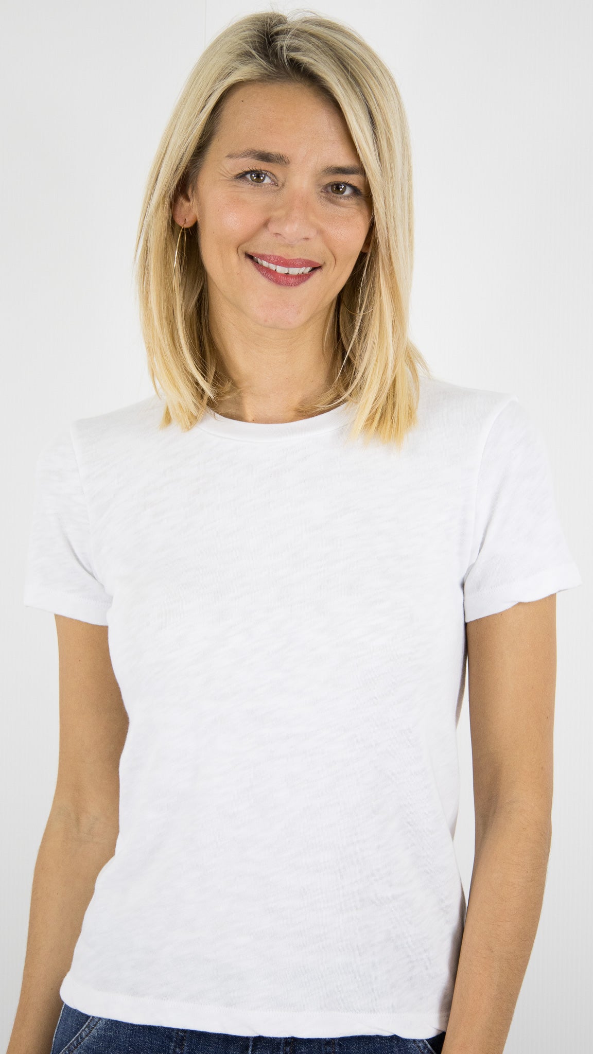 TEE-SHIRT EN COTON MANCHES COURTES SONOMA SON28GE26 AMERICAN VINTAGE SONOMA#COLOR_BLANC