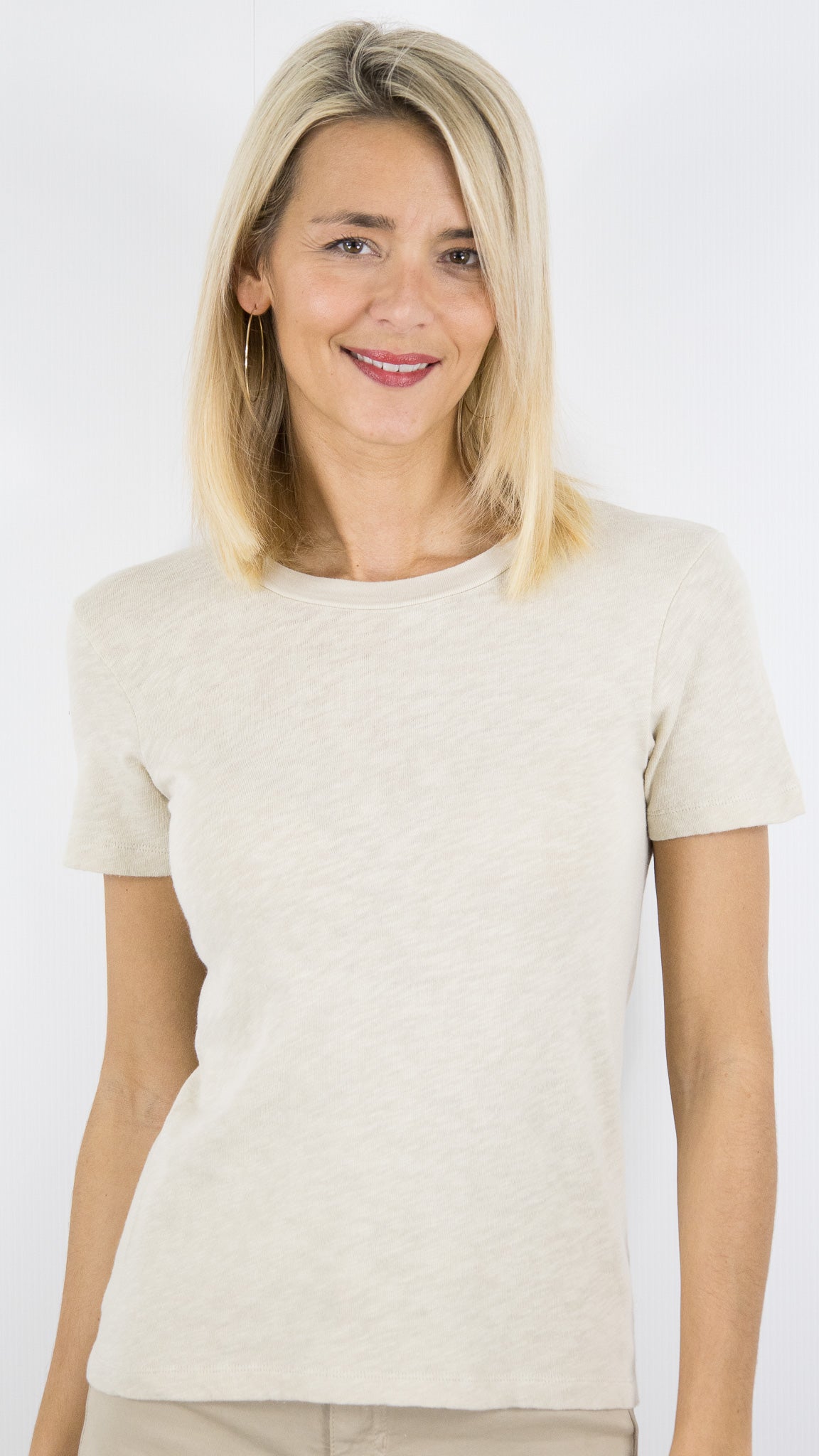TEE-SHIRT EN COTON MANCHES COURTES SONOMA SON28GE26 AMERICAN VINTAGE SONOMA#COLOR_MASTIC VINTAGE/BEIGE