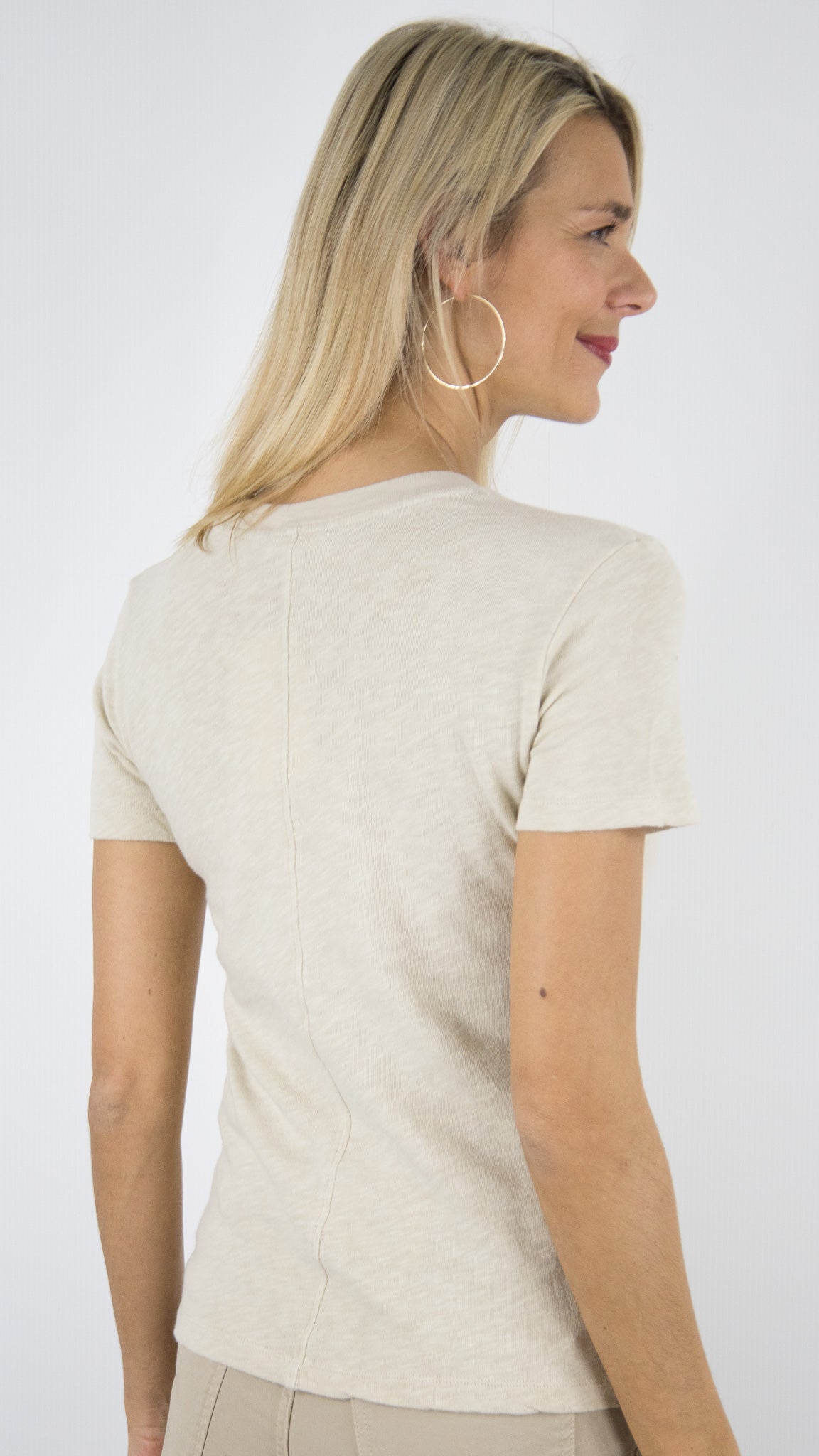 TEE-SHIRT EN COTON MANCHES COURTES SONOMA SON28GE26 AMERICAN VINTAGE SONOMA#COLOR_MASTIC VINTAGE/BEIGE
