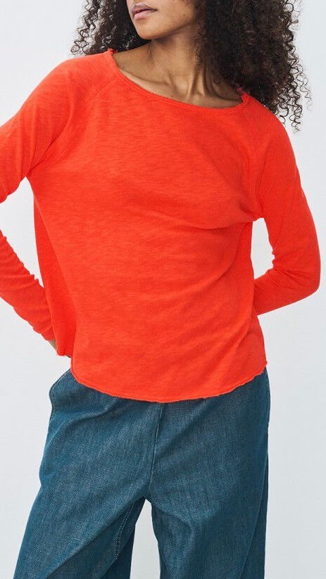 TEE-SHIRT COL BATEAU EN COTON AMERICAN VINTAGE SONOMA#COLOR_GASPATCHO/ORANGE