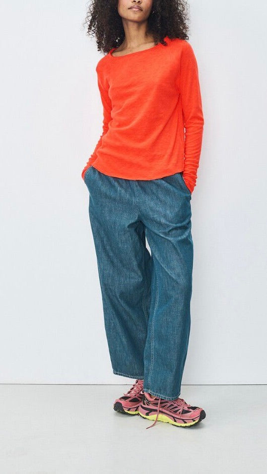 TEE-SHIRT COL BATEAU EN COTON AMERICAN VINTAGE SONOMA#COLOR_GASPATCHO/ORANGE