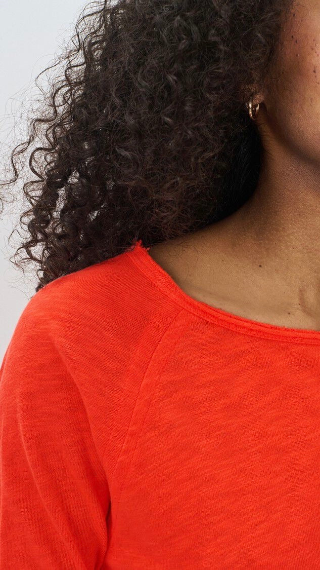 TEE-SHIRT COL BATEAU EN COTON AMERICAN VINTAGE SONOMA#COLOR_GASPATCHO/ORANGE