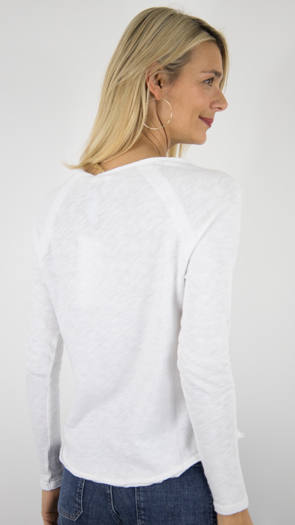 TEE-SHIRT COL BATEAU MANCHES LONGUES EN COTON POUR FEMME SON31G AMERICAN VINTAGE SONOMA#COLOR_BLANC