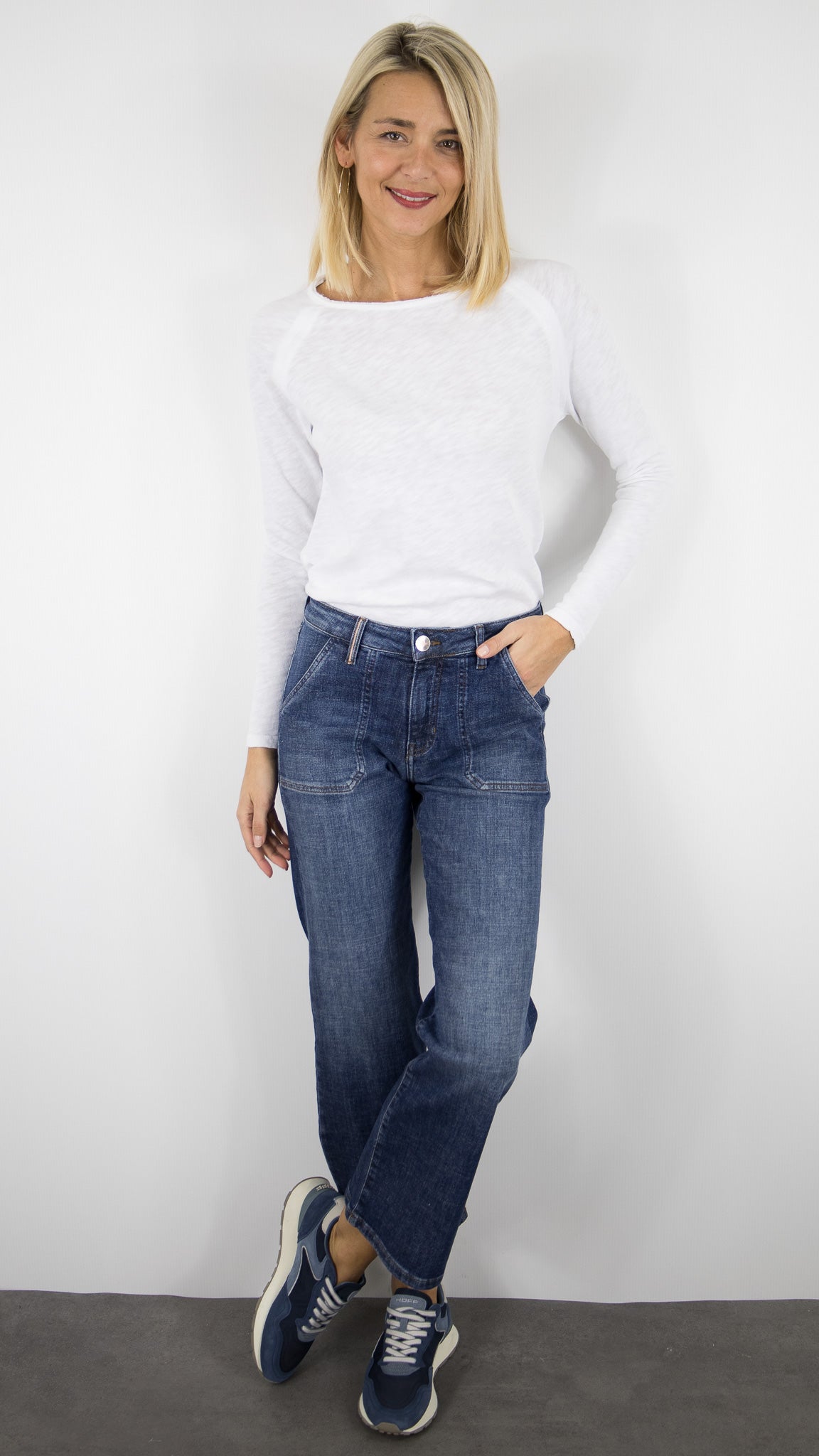 TEE-SHIRT COL BATEAU MANCHES LONGUES EN COTON POUR FEMME SON31G AMERICAN VINTAGE SONOMA#COLOR_BLANC