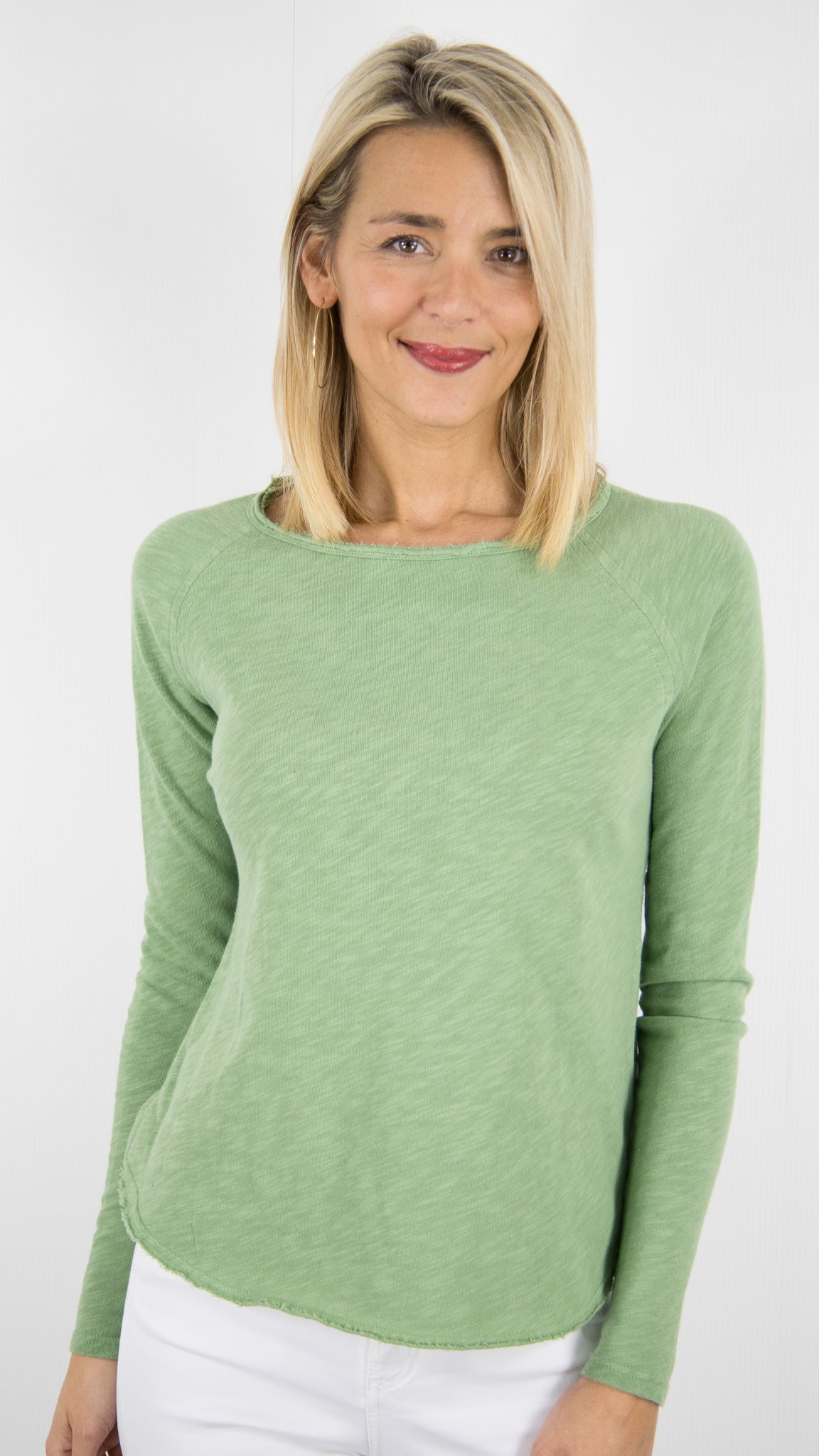 TEE-SHIRT COL BATEAU MANCHES LONGUES EN COTON POUR FEMME SON31G AMERICAN VINTAGE SONOMA#COLOR_CITRONELLE VINTAGE