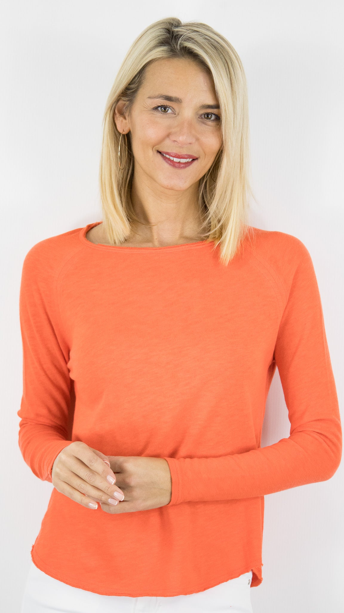 TEE-SHIRT COL BATEAU MANCHES LONGUES EN COTON POUR FEMME SON31G AMERICAN VINTAGE SONOMA#COLOR_GASPACHO