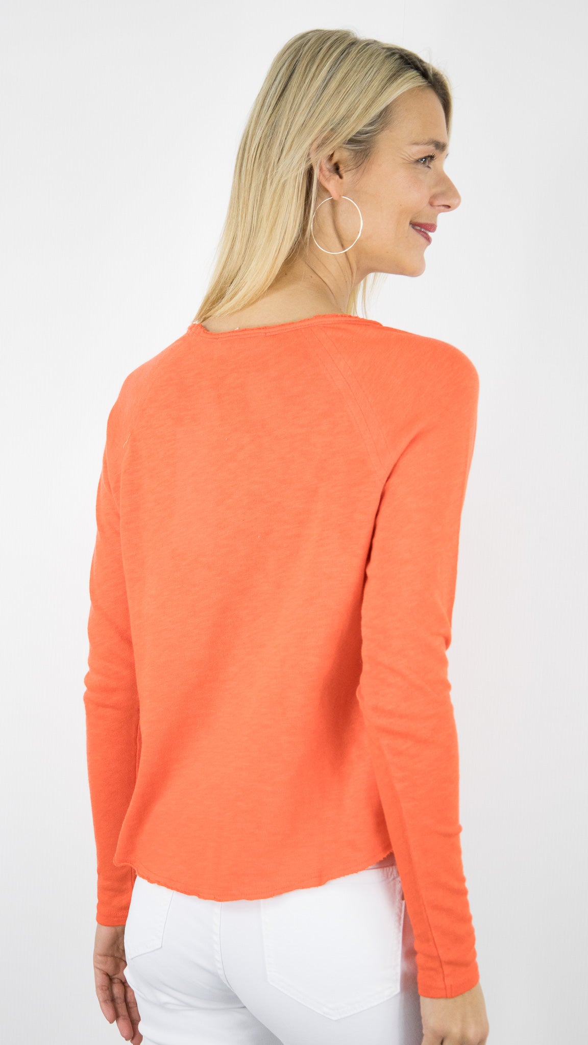 TEE-SHIRT COL BATEAU MANCHES LONGUES EN COTON POUR FEMME SON31G AMERICAN VINTAGE SONOMA#COLOR_GASPACHO