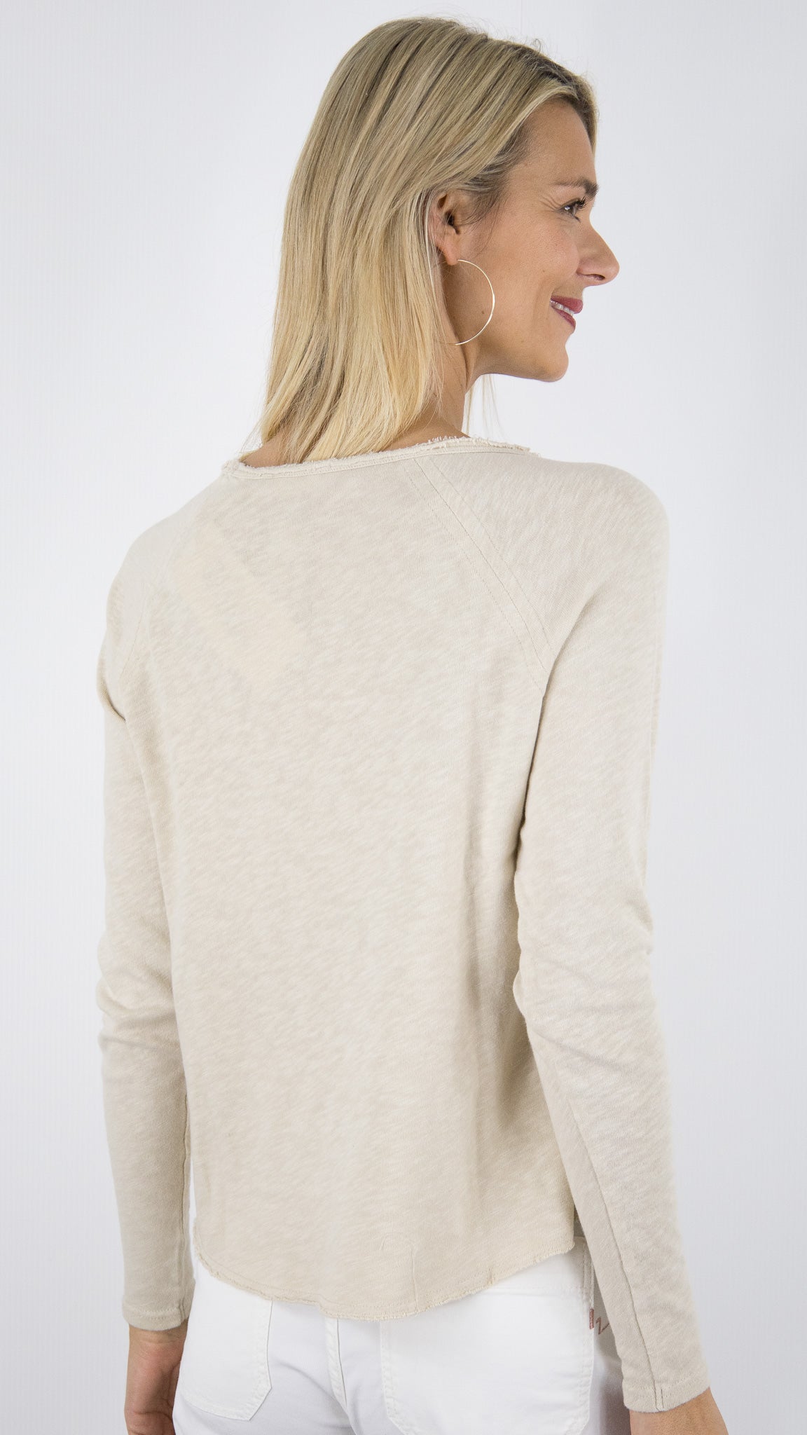 TEE-SHIRT COL BATEAU MANCHES LONGUES EN COTON POUR FEMME SON31G AMERICAN VINTAGE SONOMA#COLOR_MASTIC VINTAGE/BEIGE