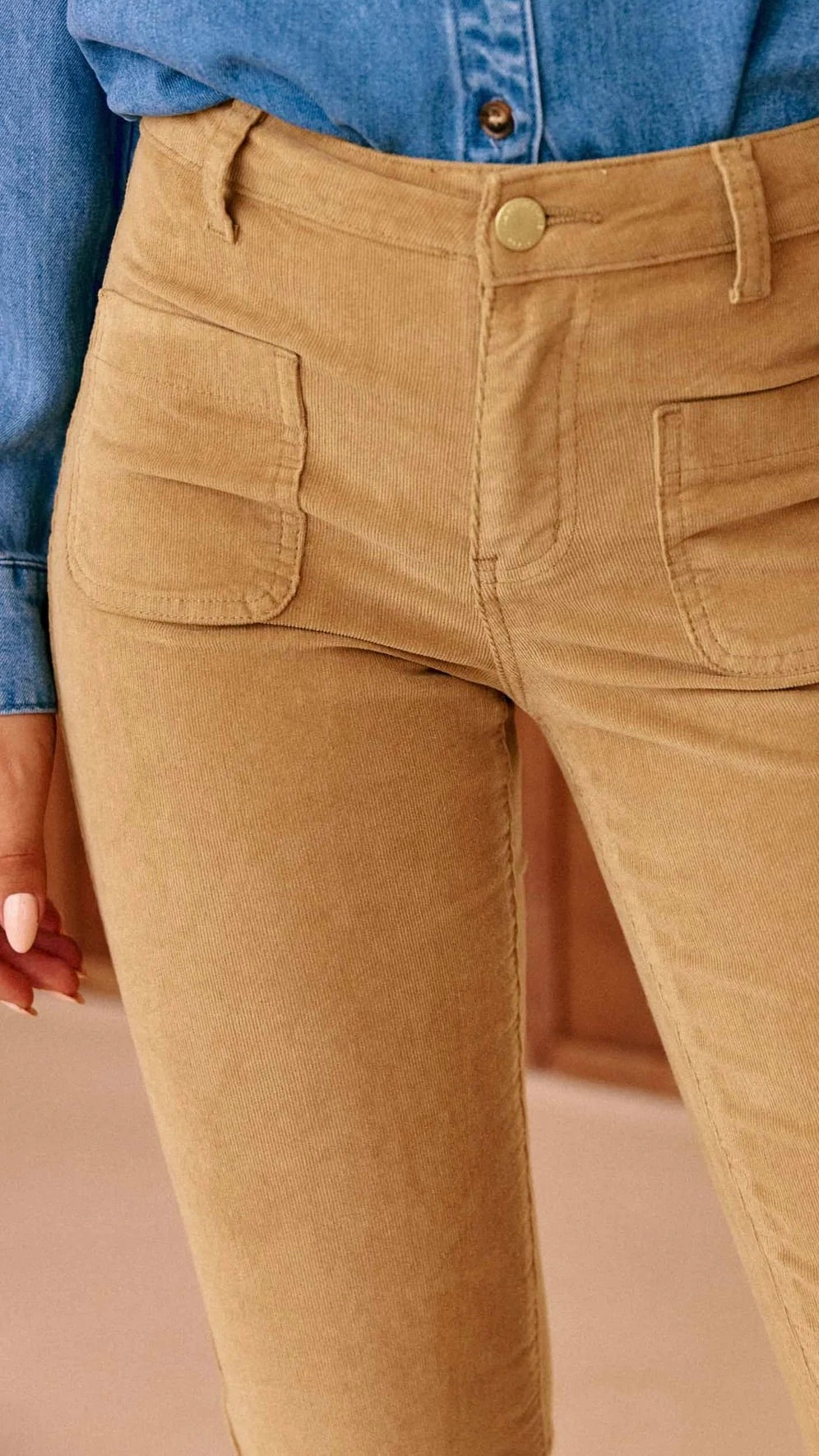 PANTALON FLARE EN VELPOURS POUR FEMME LA PETITE ETOILE SONNY PANTALON#COLOR_13/BEIGE