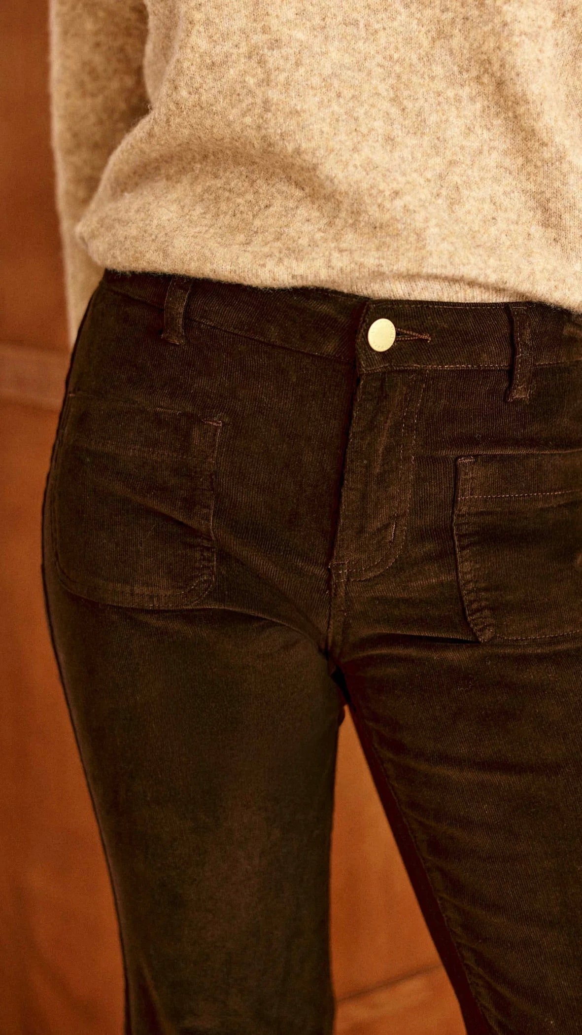 PANTALON FLARE EN VELPOURS POUR FEMME LA PETITE ETOILE SONNY PANTALON#COLOR_16/MARRON
