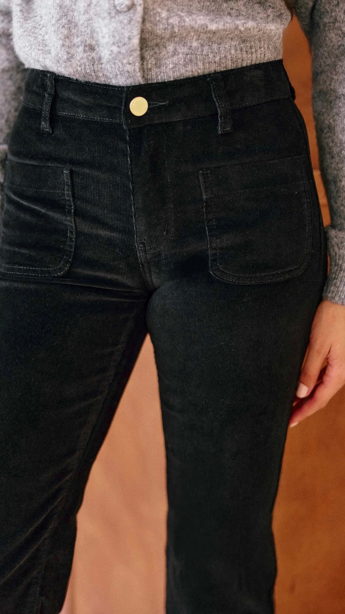 PANTALON FLARE EN VELPOURS POUR FEMME LA PETITE ETOILE SONNY PANTALON#COLOR_00/NOIR