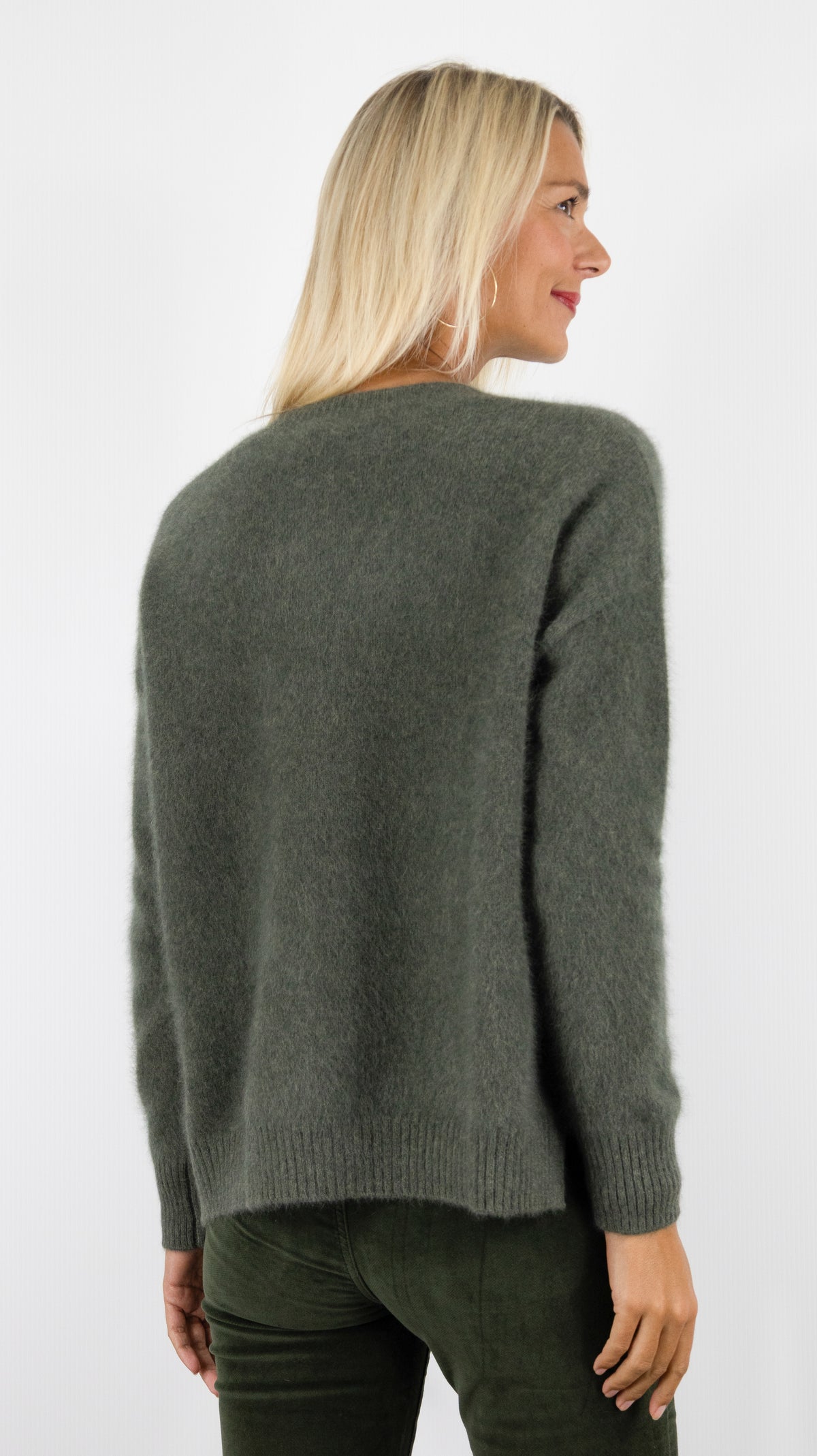 GILET V AMPLE EN RACOON POUR FEMME ESTHEME WES26A74R#COLOR_2109/VEGETAL KAKI