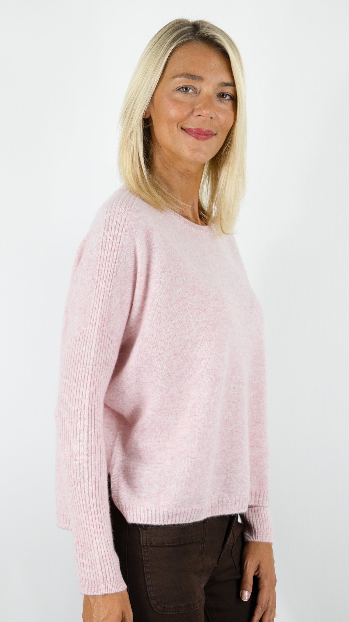 PULL COL ROND EN CACHEMIRE POUR FEMME ESTHEME HJQ280C#COLOR_51158/SAKURA ROSE