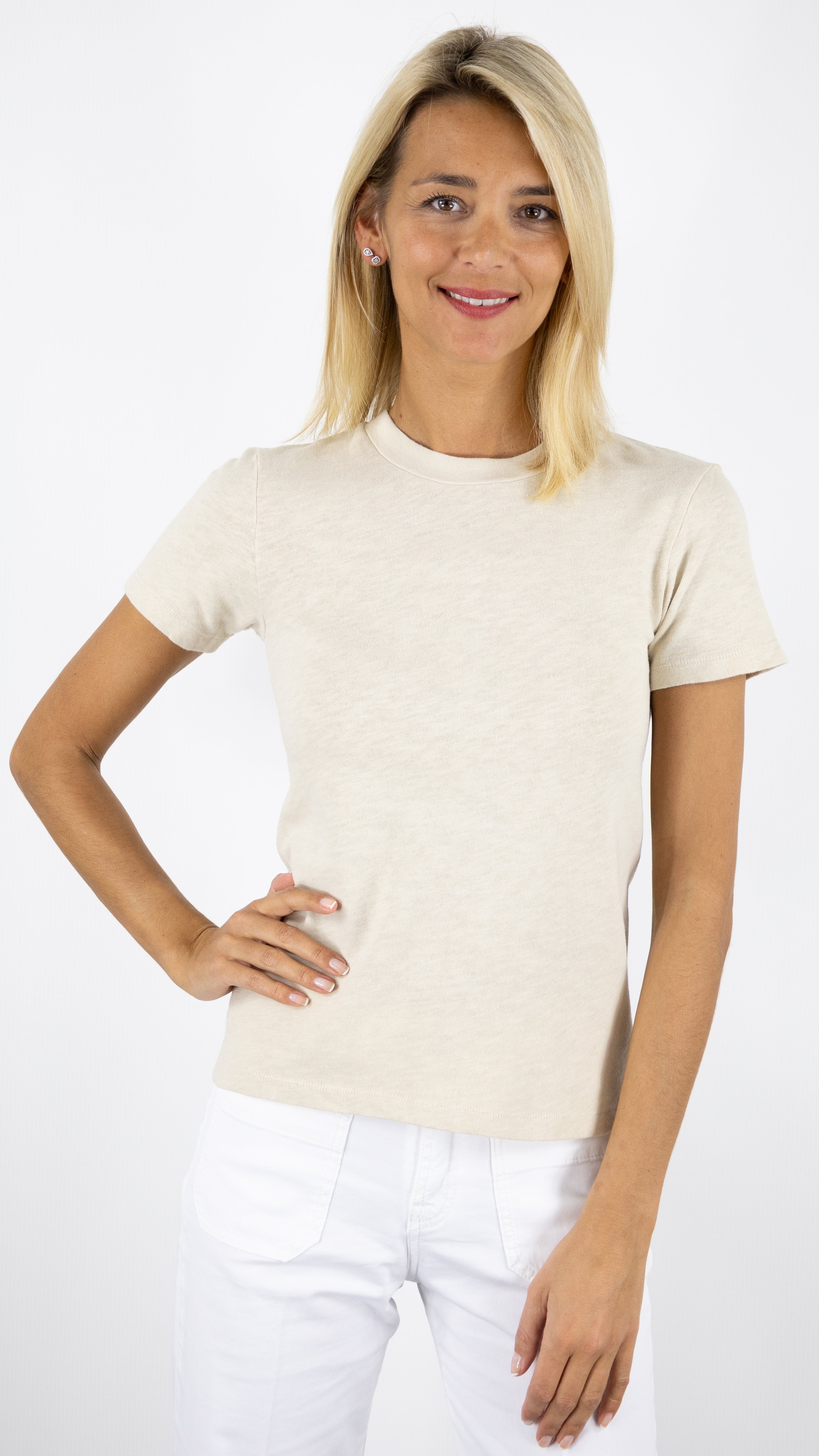 TEE-SHIRT COL ROND EN COTON AMERICAN VINTAGE SONOMA#COLOR_MASTIC