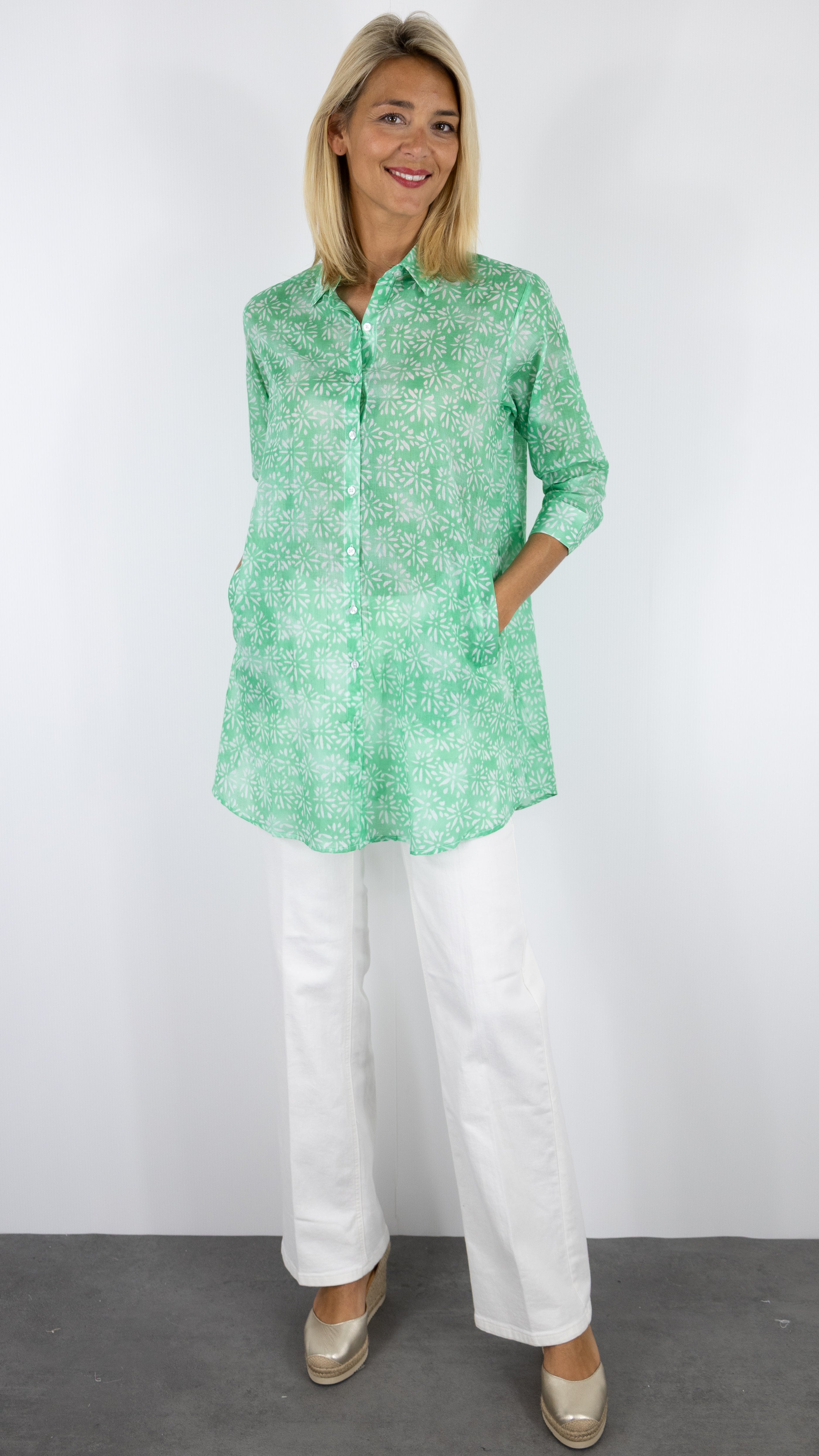 CHEMISE TUNIQUE AMPLE IMPRIMEE EN COTON TERRE ROUGE SX2524#COLOR_501S/ACQUA