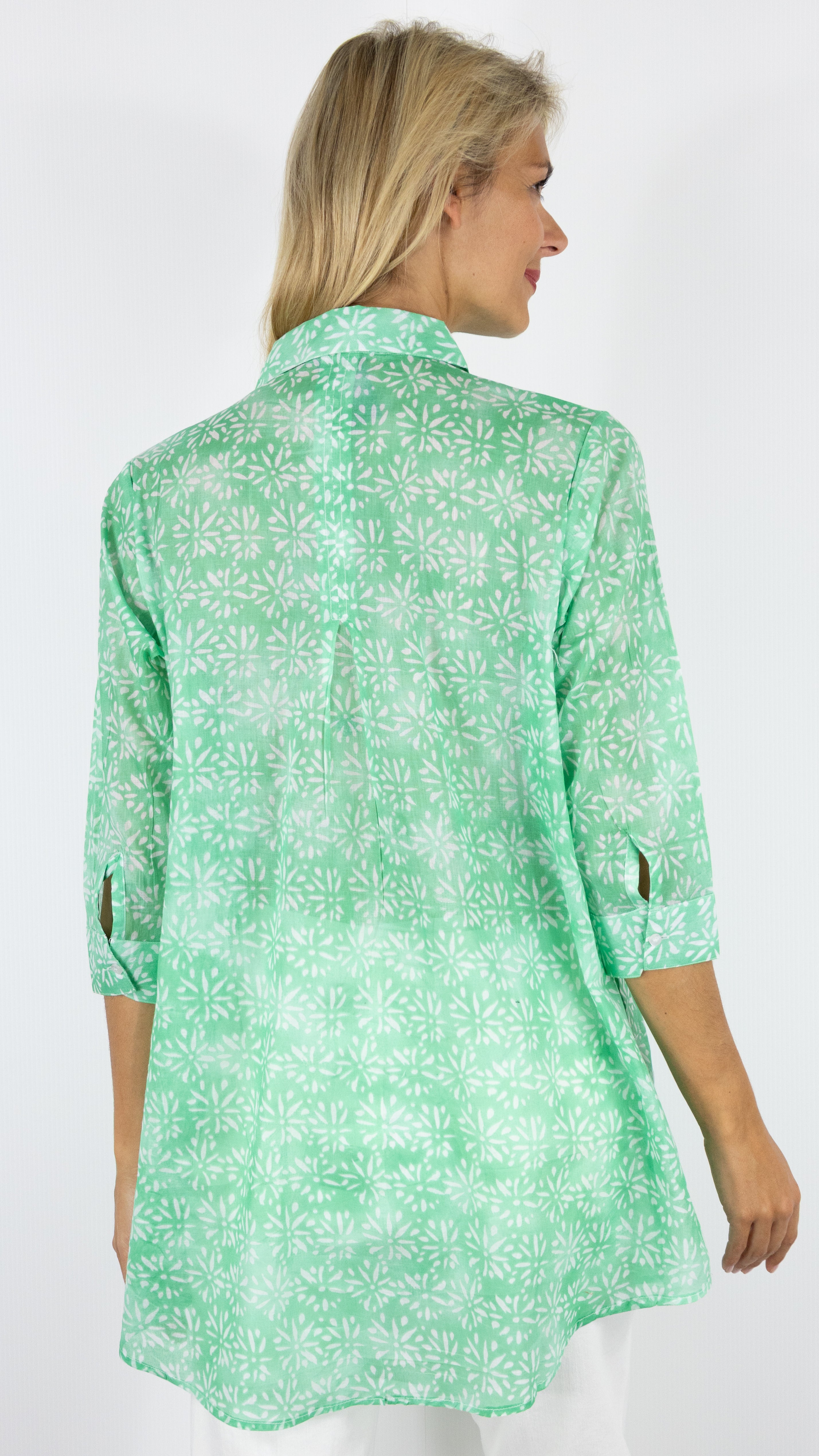 CHEMISE TUNIQUE AMPLE IMPRIMEE EN COTON TERRE ROUGE SX2524#COLOR_501S/ACQUA
