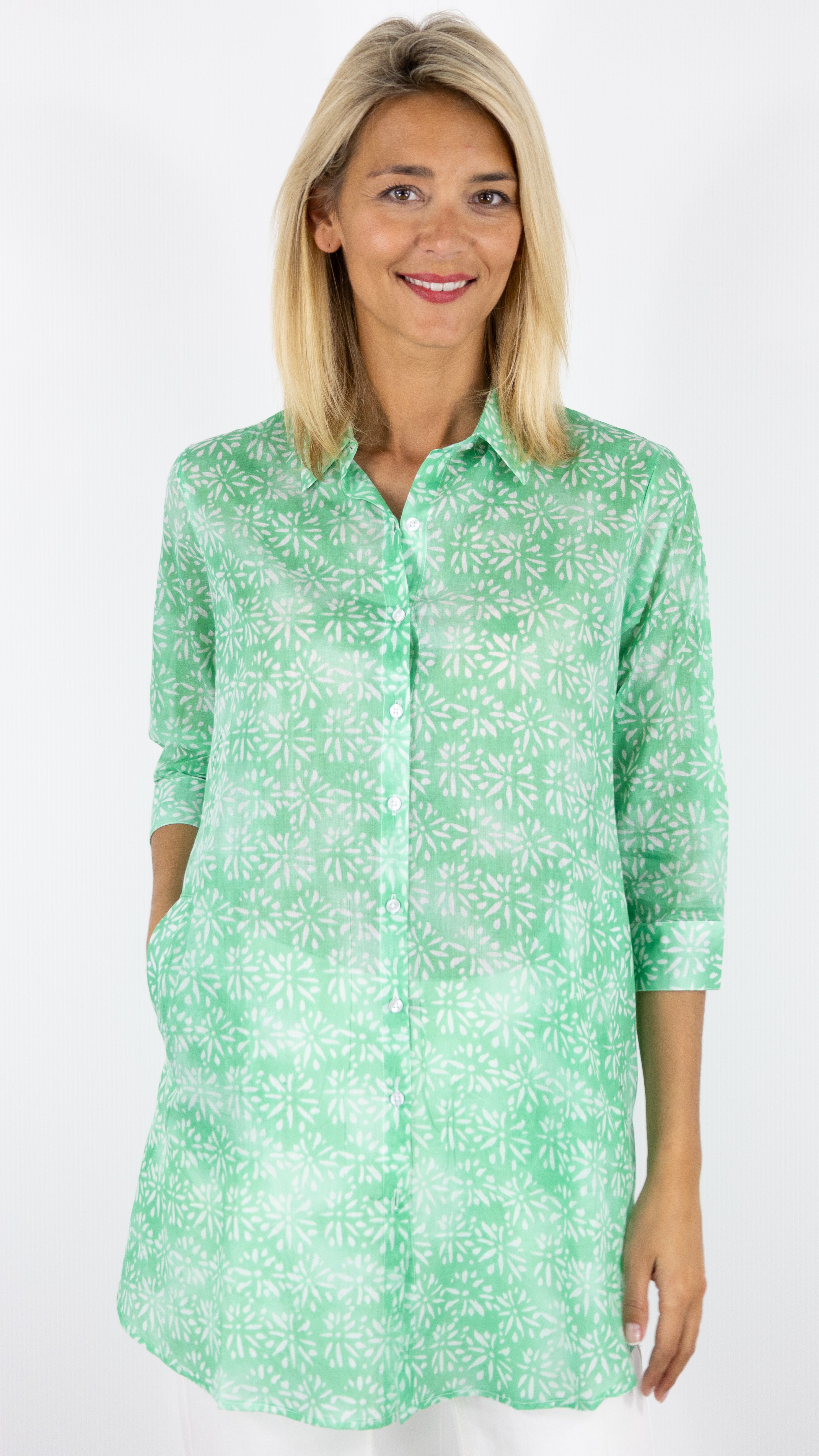 CHEMISE TUNIQUE AMPLE IMPRIMEE EN COTON TERRE ROUGE SX2524#COLOR_501S/ACQUA