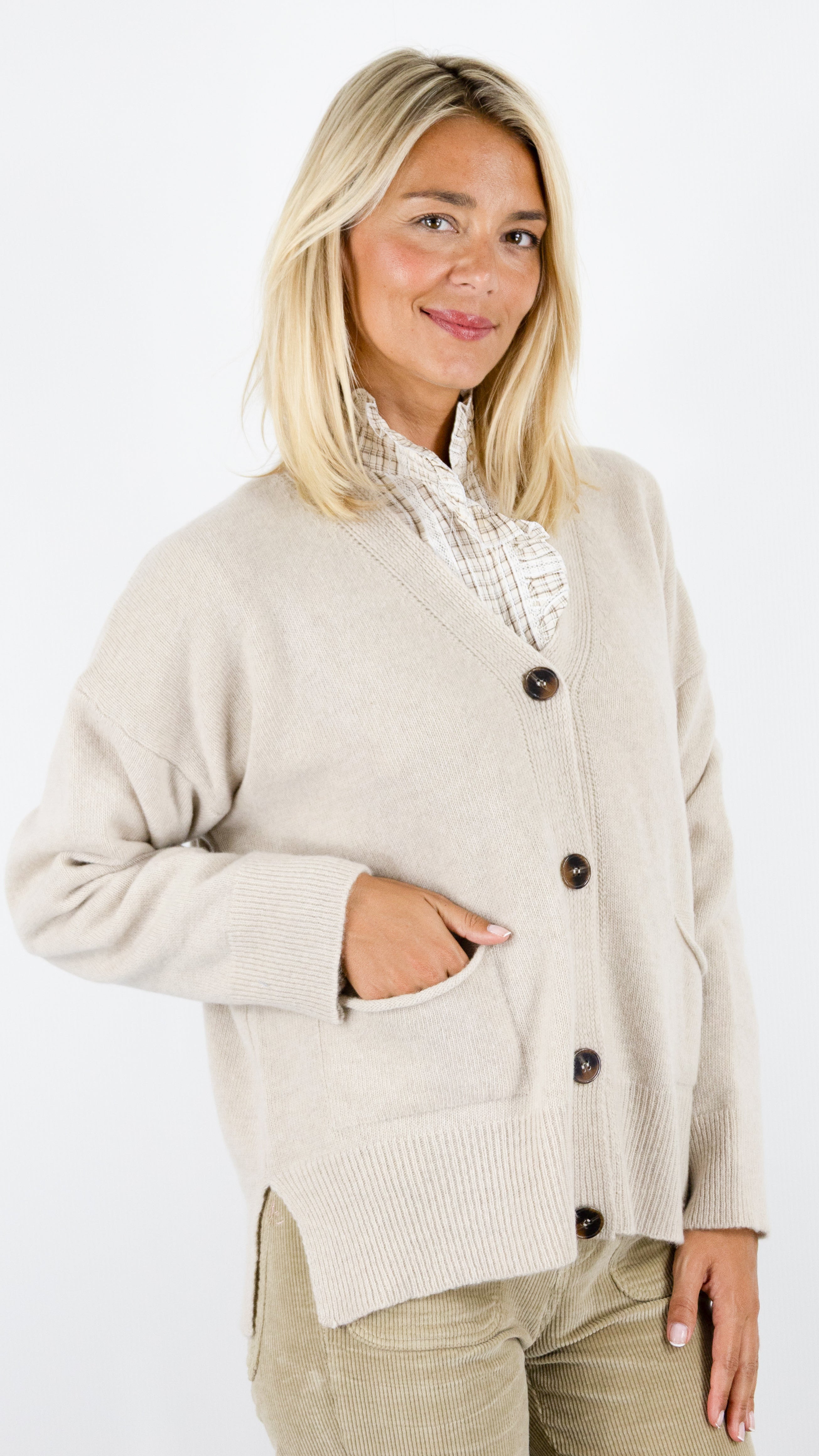 GILET OVERSIZE EN LAINE MERINOS POUR FEMME NAIS MN12310 BEIGE