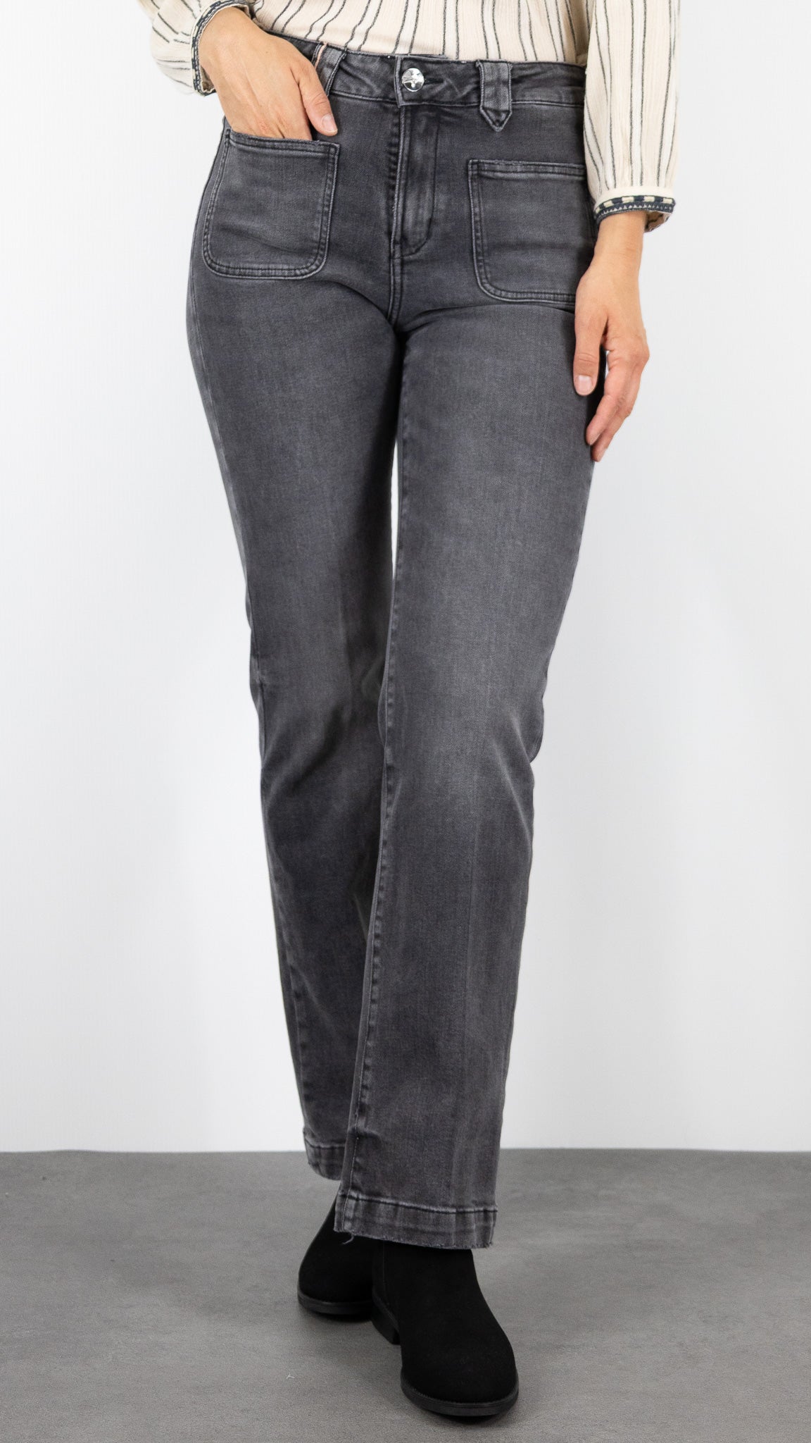 JEANS GREY WATER POUR FEMME ISLOW TINA BLACK DENIM