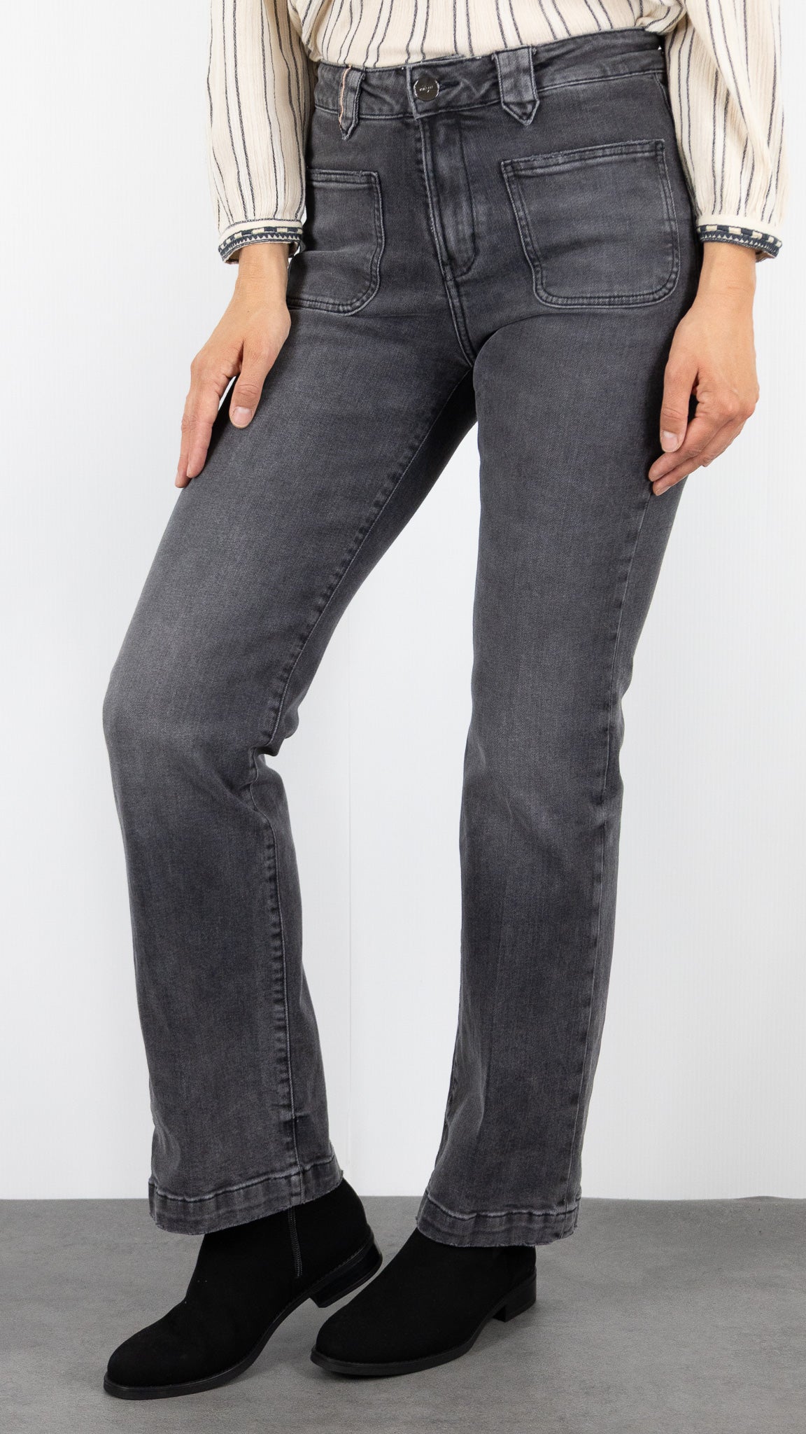JEANS GREY WATER POUR FEMME ISLOW TINA BLACK DENIM
