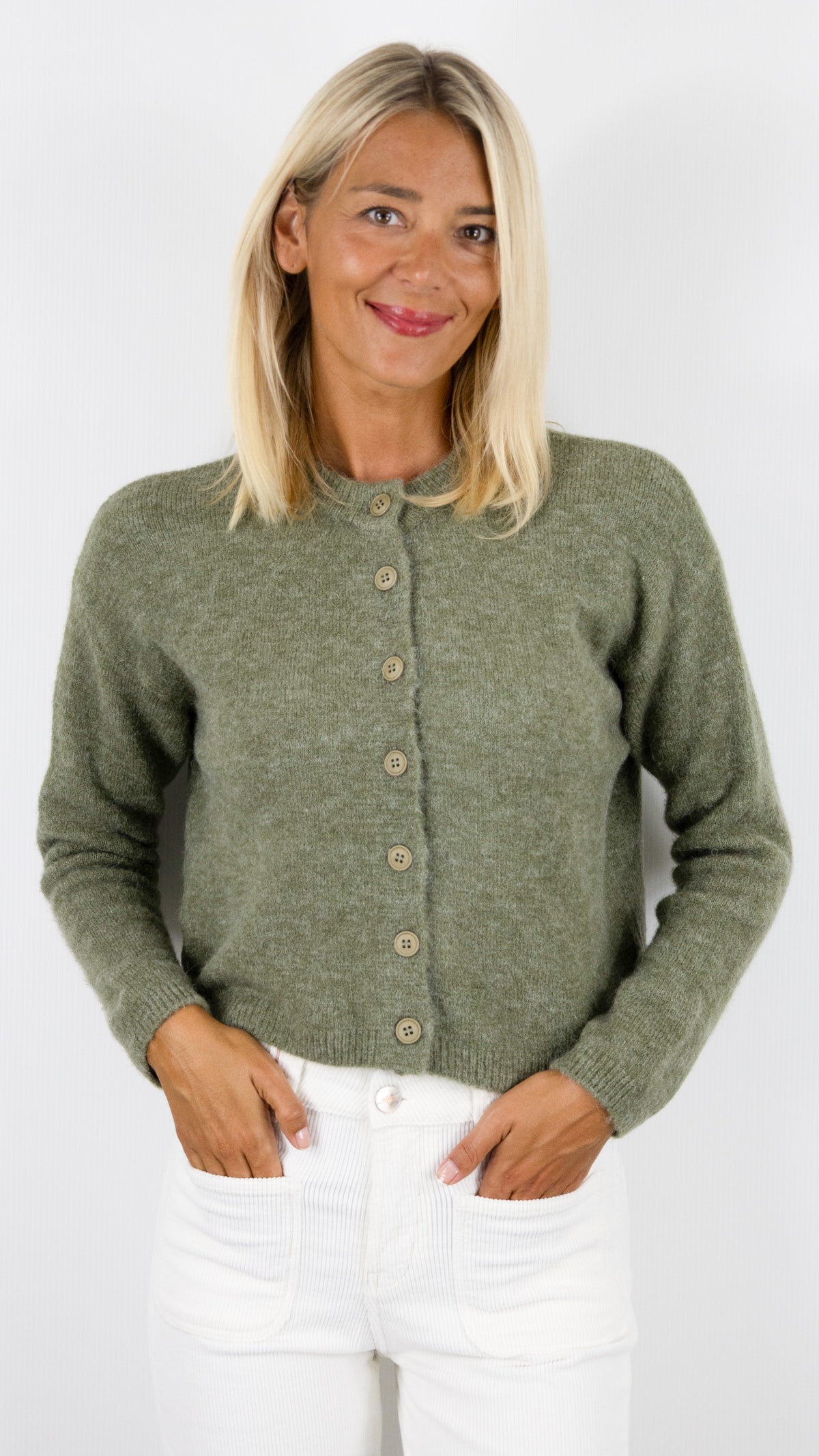 CARDIGAN EN MAILLE MOUSSEUSE POUR FEMME AN'GE LETIANA#COLOR_MATCHA