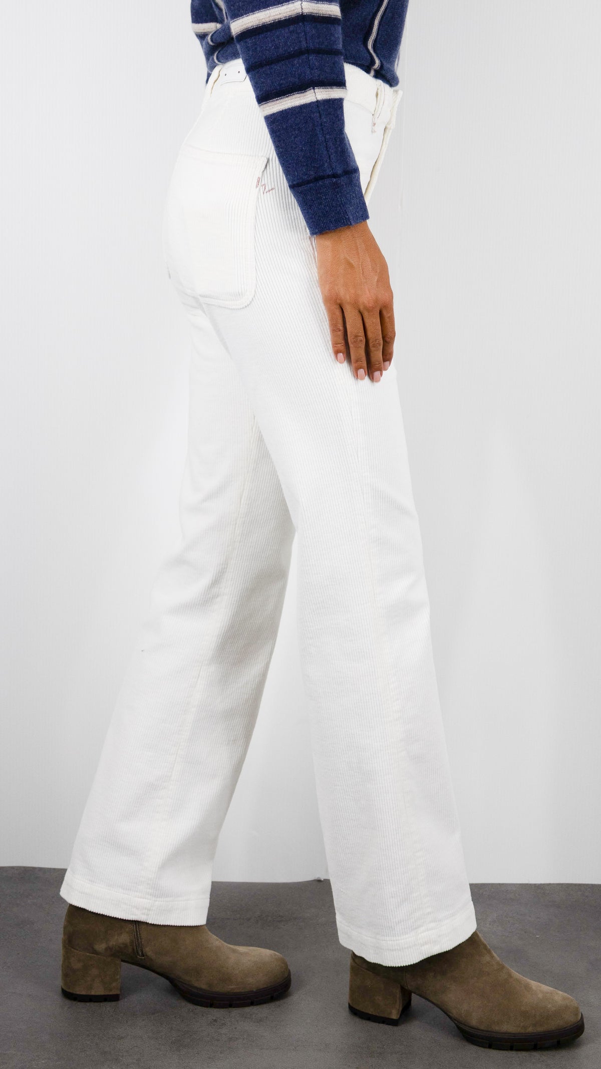 PANTALON FLARE EN VELOURS POUR FEMME ISLOW TINA ORIGINAL CORD#COLOR_ECRU