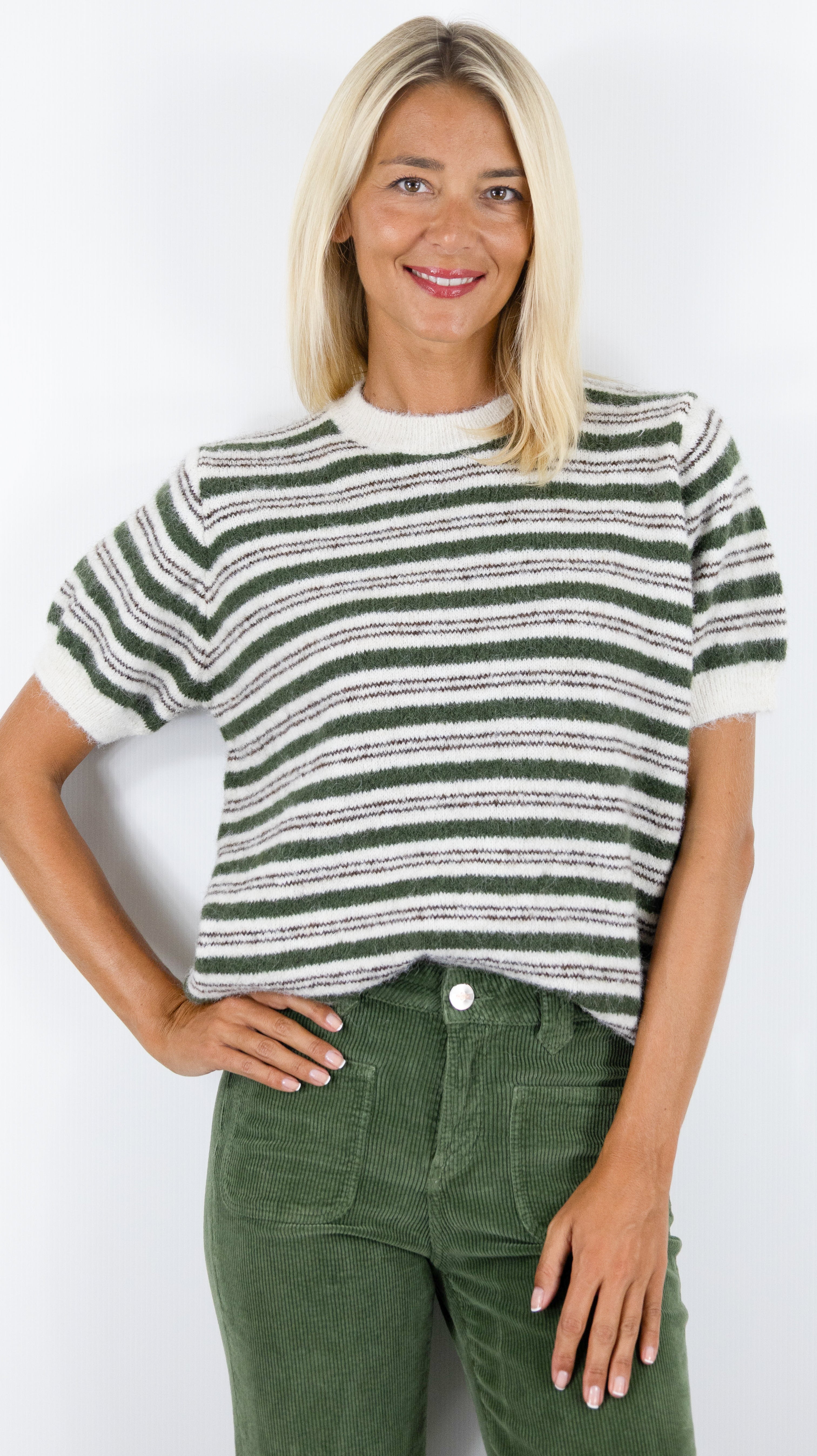 PULL RAYE POUR FEMME CHOCO KAKI LUK AP 9884