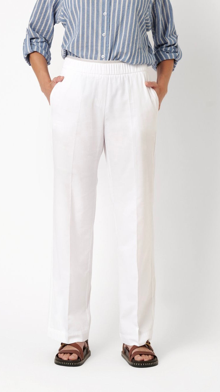PANTALON LARGE EN COTON TAILLE ELASTIQUE TONI 21-76/1805-27#COLOR_80/WHITE BLANC