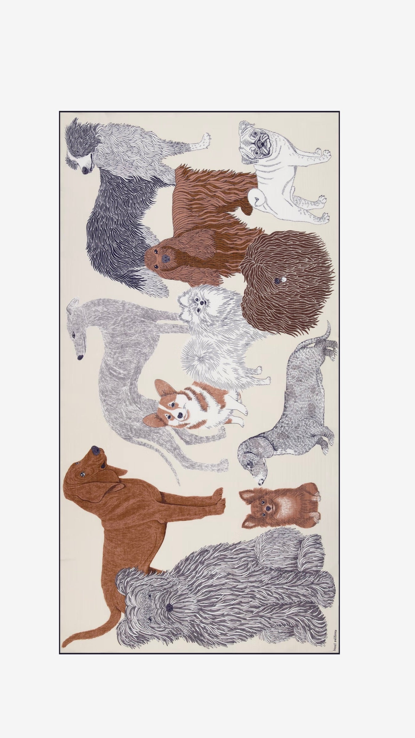 ECHARPE EN COTON IMPRIMEE CHIENS INOUI EDITIONS TOUTOU#COLOR_BLANC