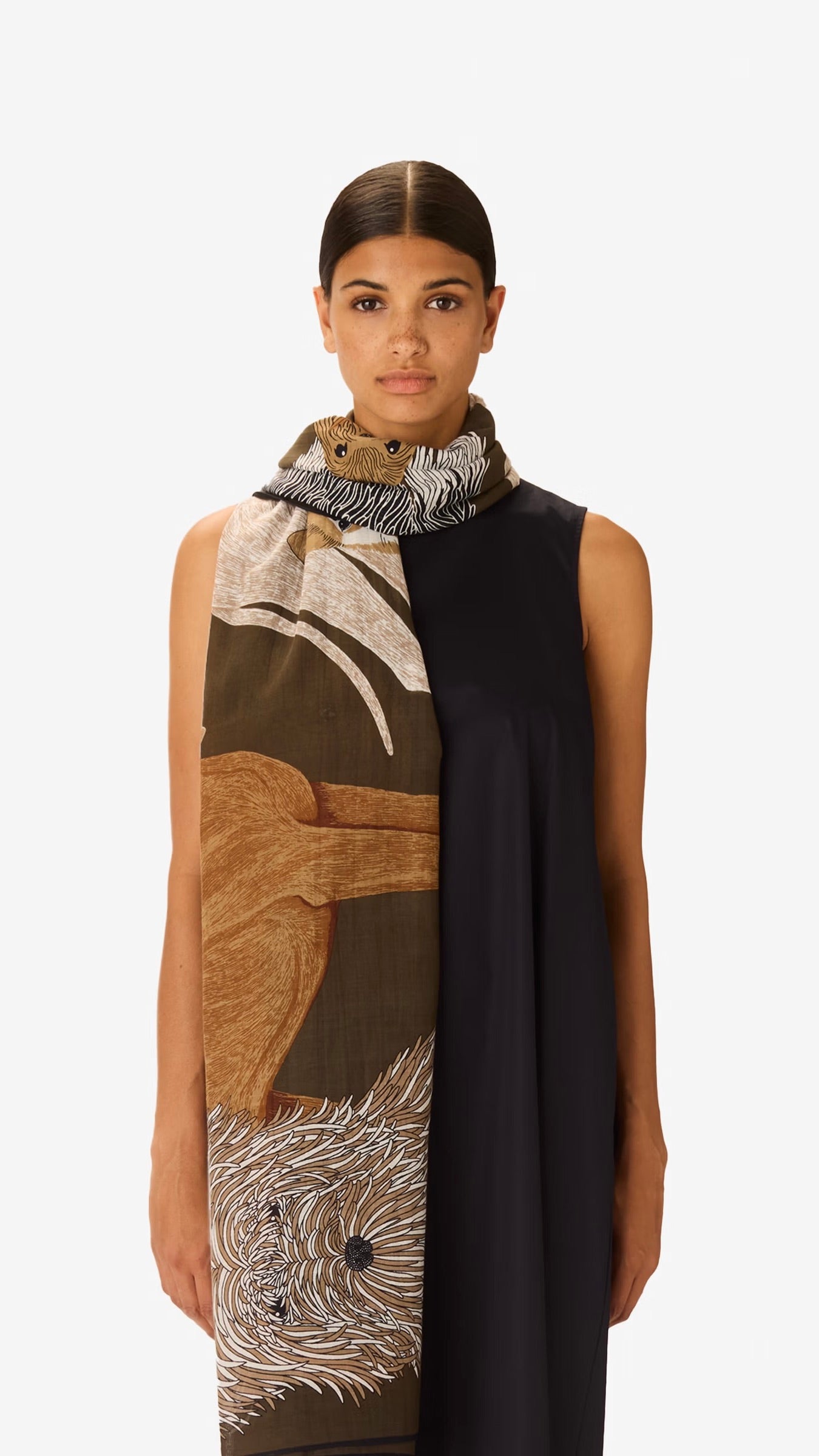 ECHARPE EN COTON IMPRIMEE CHIENS INOUI EDITIONS TOUTOU#COLOR_GRIS