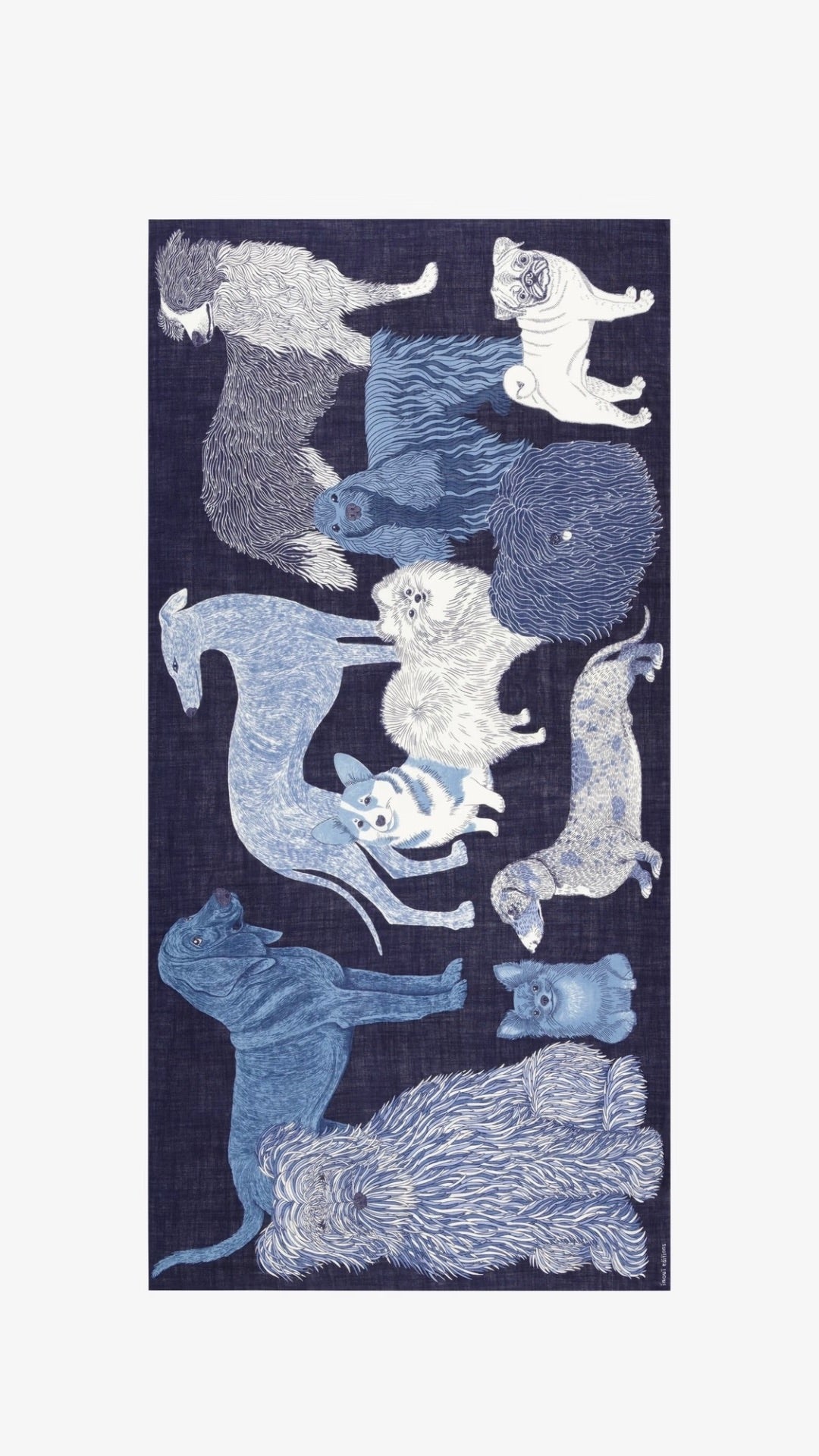 ECHARPE EN LAINE AVEC IMPRIME CHIENS INOUI EDITIONS TOUTOU#COLOR_NAVY/MARINE