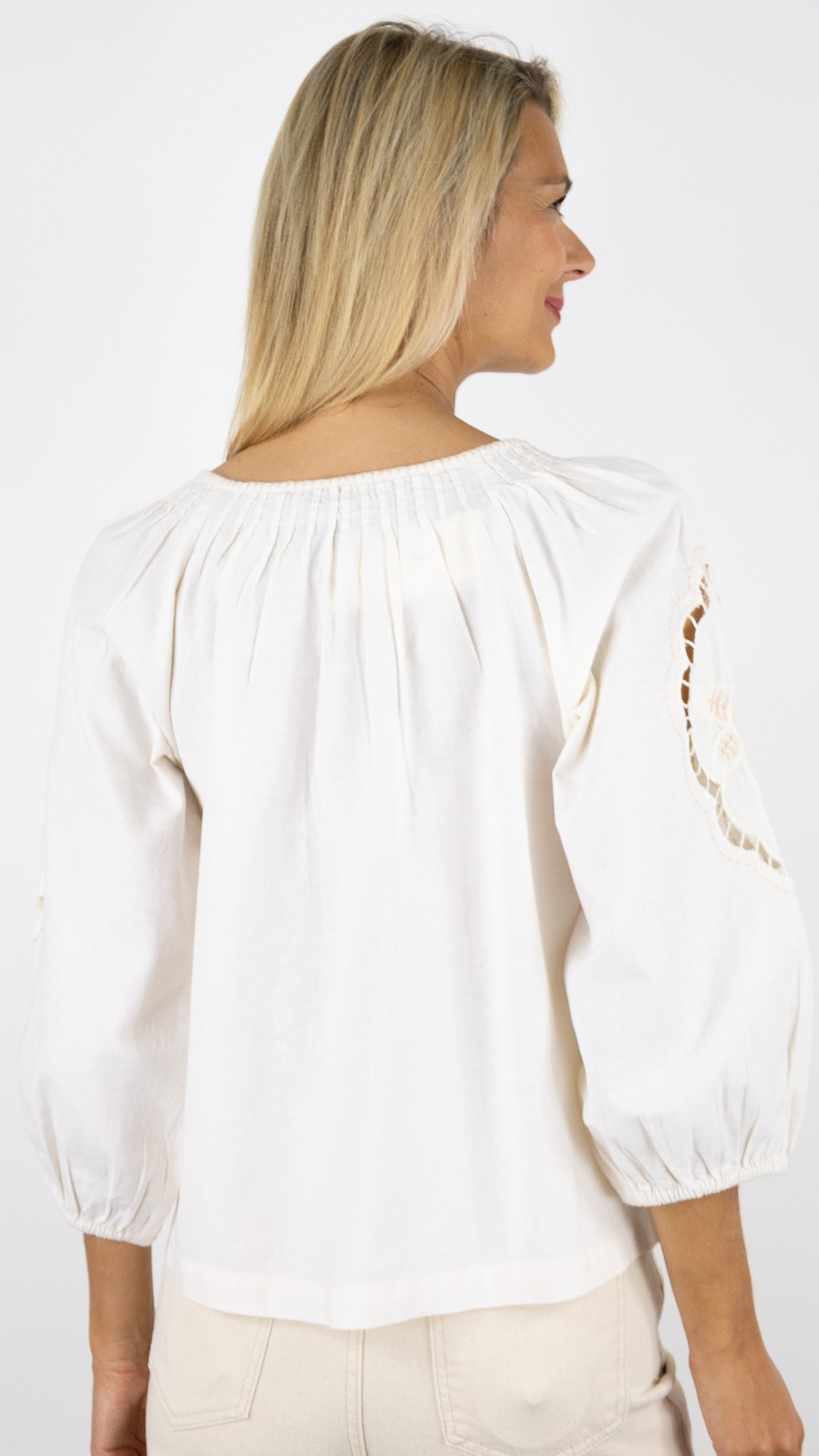 BLOUSE BRODEE EN COTON ECRU GERARD DAREL ULALI