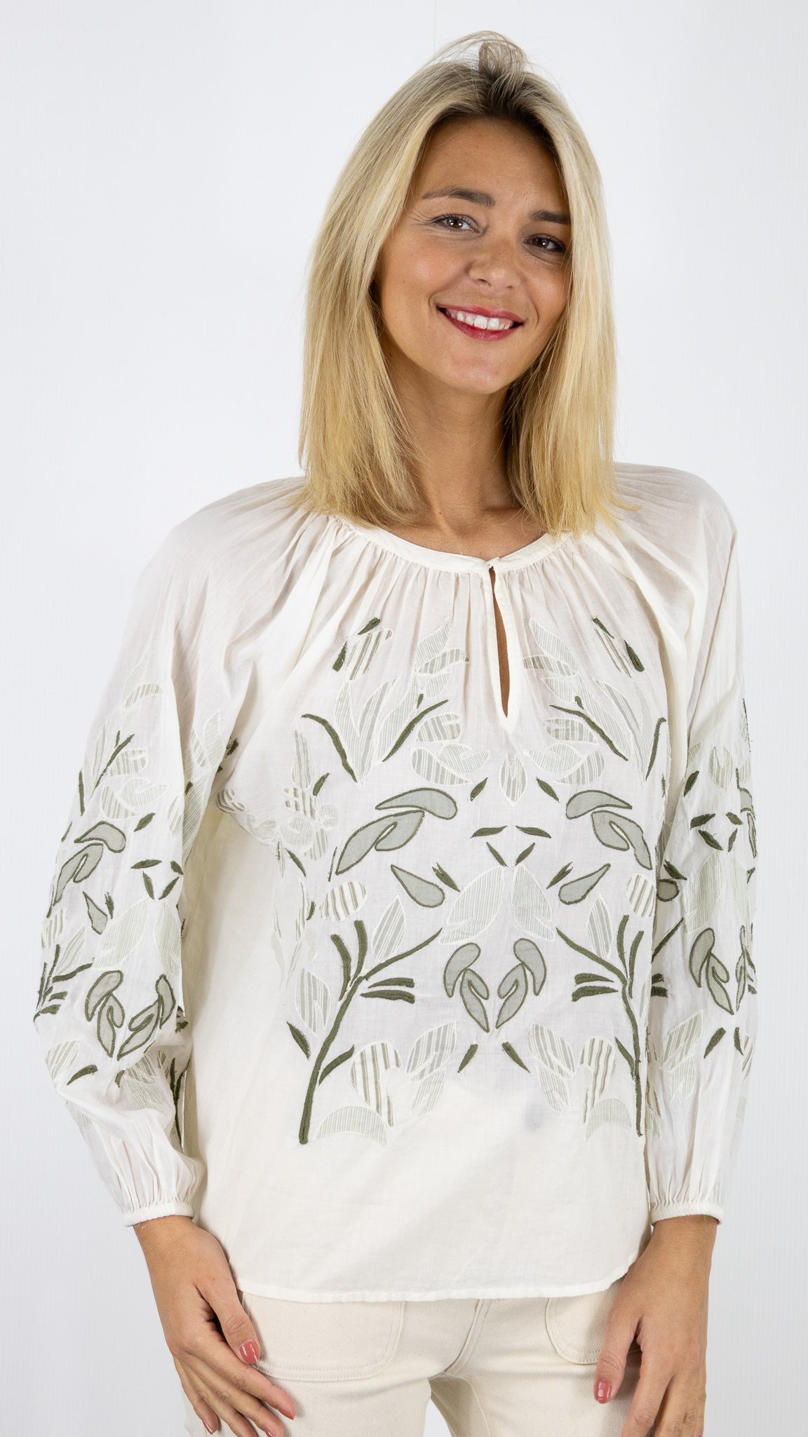 BLOUSE BRODEE CIEL BLANC GERARD DAREL LUTESA DBCB8/B335#COLOR_5000/KAKI