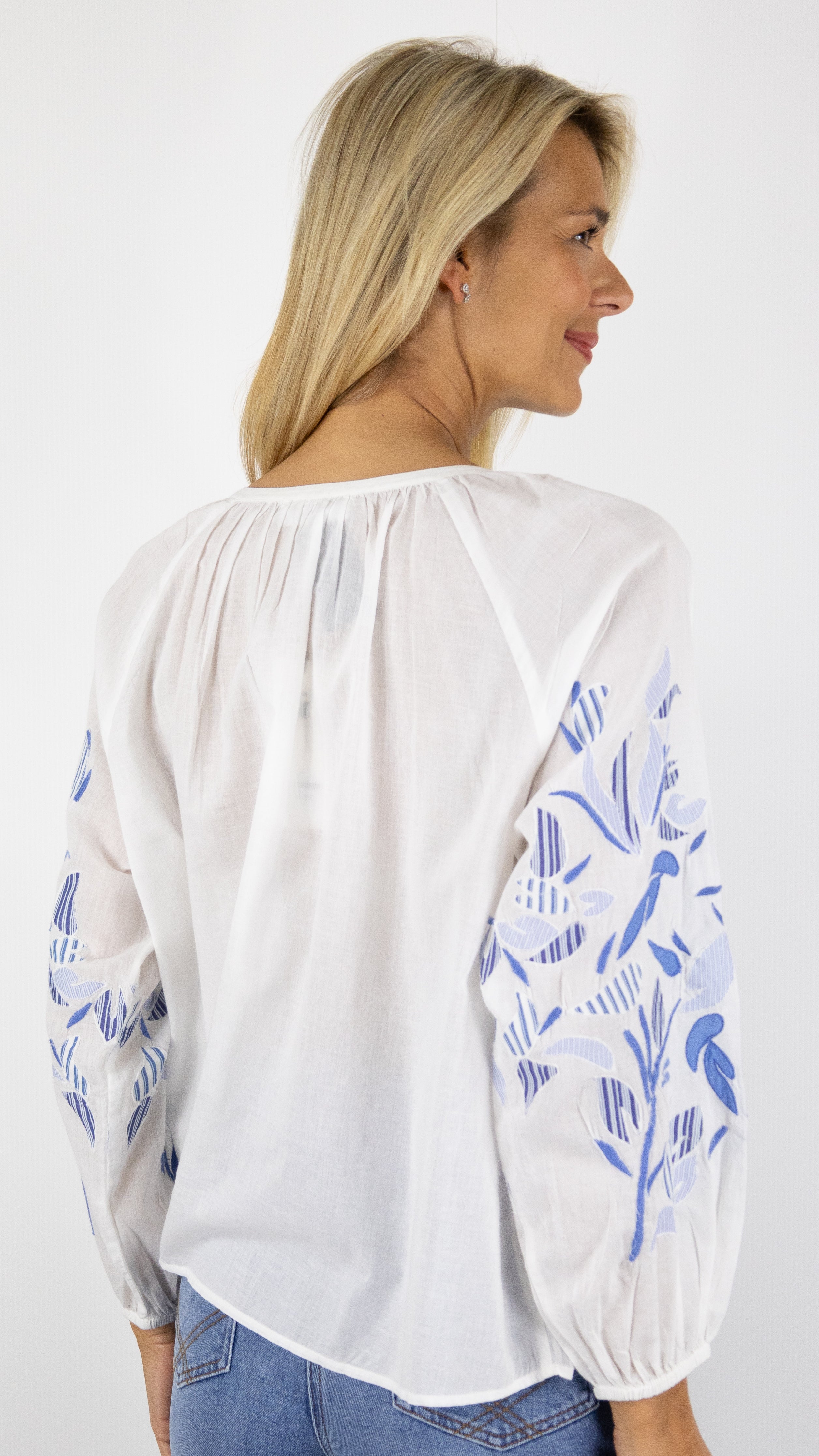 BLOUSE BRODEE CIEL BLANC GERARD DAREL LUTESA DBCB8/B335#COLOR_1100/BLANC BLEU