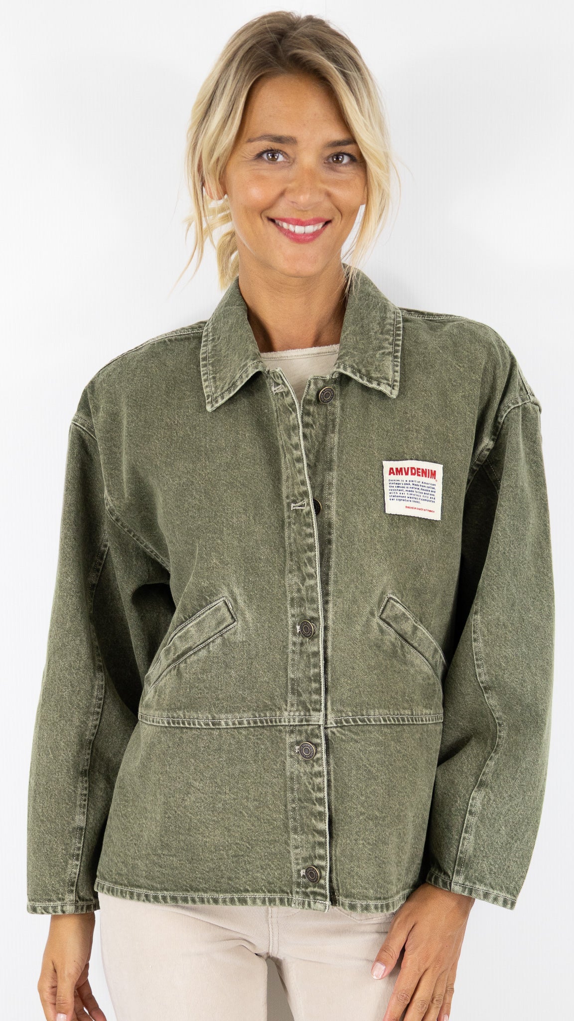 VESTE EN JEANS KAKI OLIVE AMERICAN VINTAGE UZATOWN