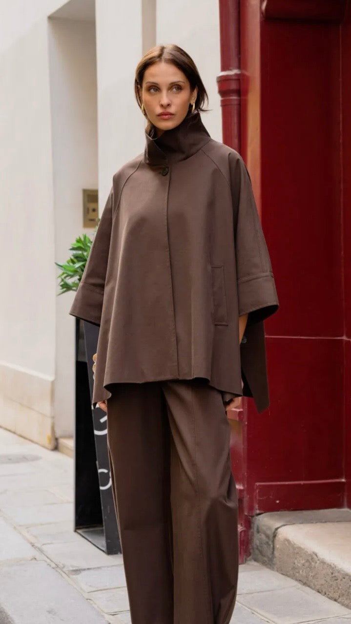 TRENCH AMPLE POUR FEMME ATTENTIF V26072#COLOR_COFFEE